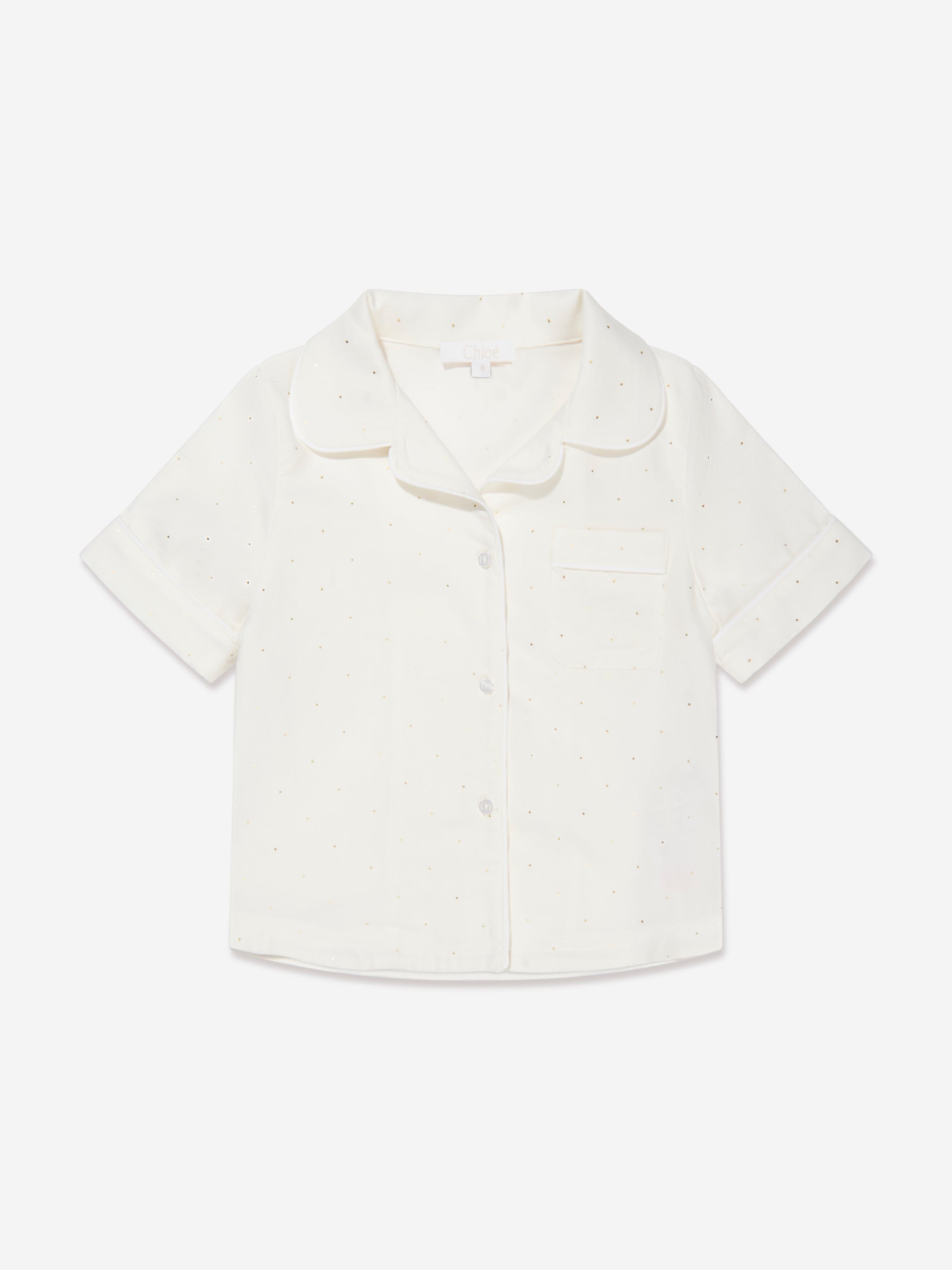 Chloé Girls Organic Cotton Short Pyjama Set In Ivory