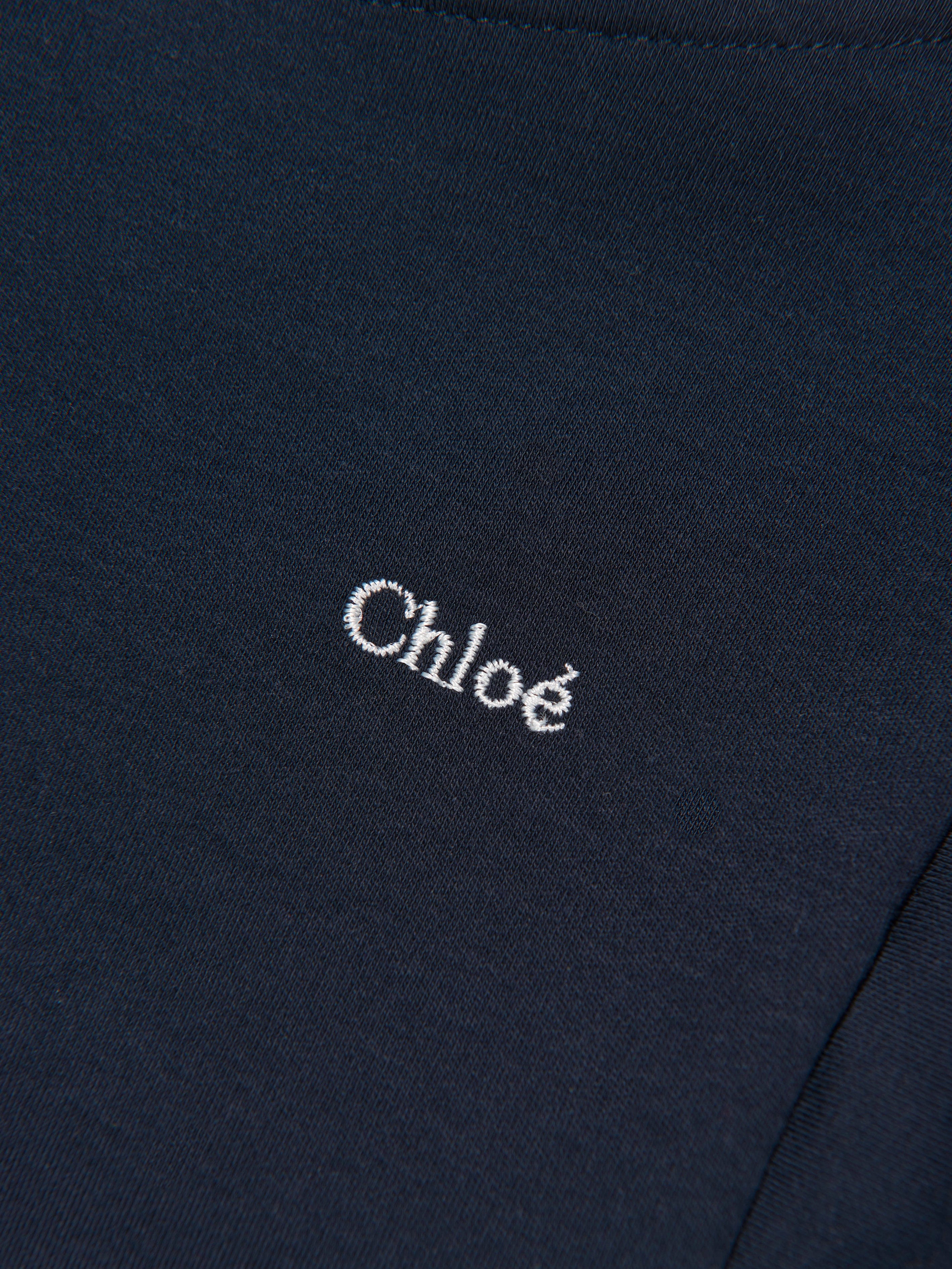 Chloé Girls Organic Cotton Flutter Sleeve T-Shirt in Navy