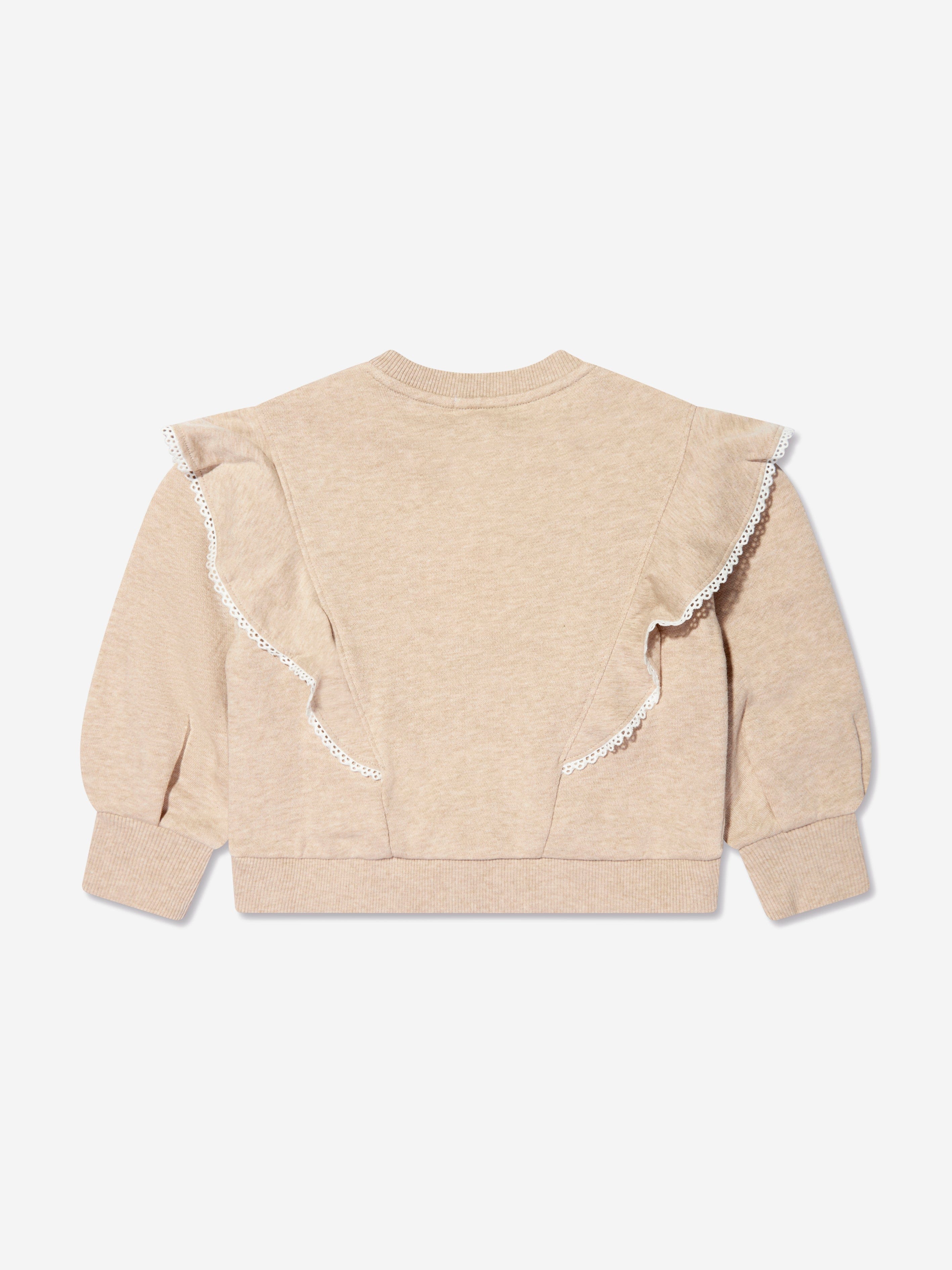 Chloé Girls Organic Cotton Ruffle Sweatshirt in Beige