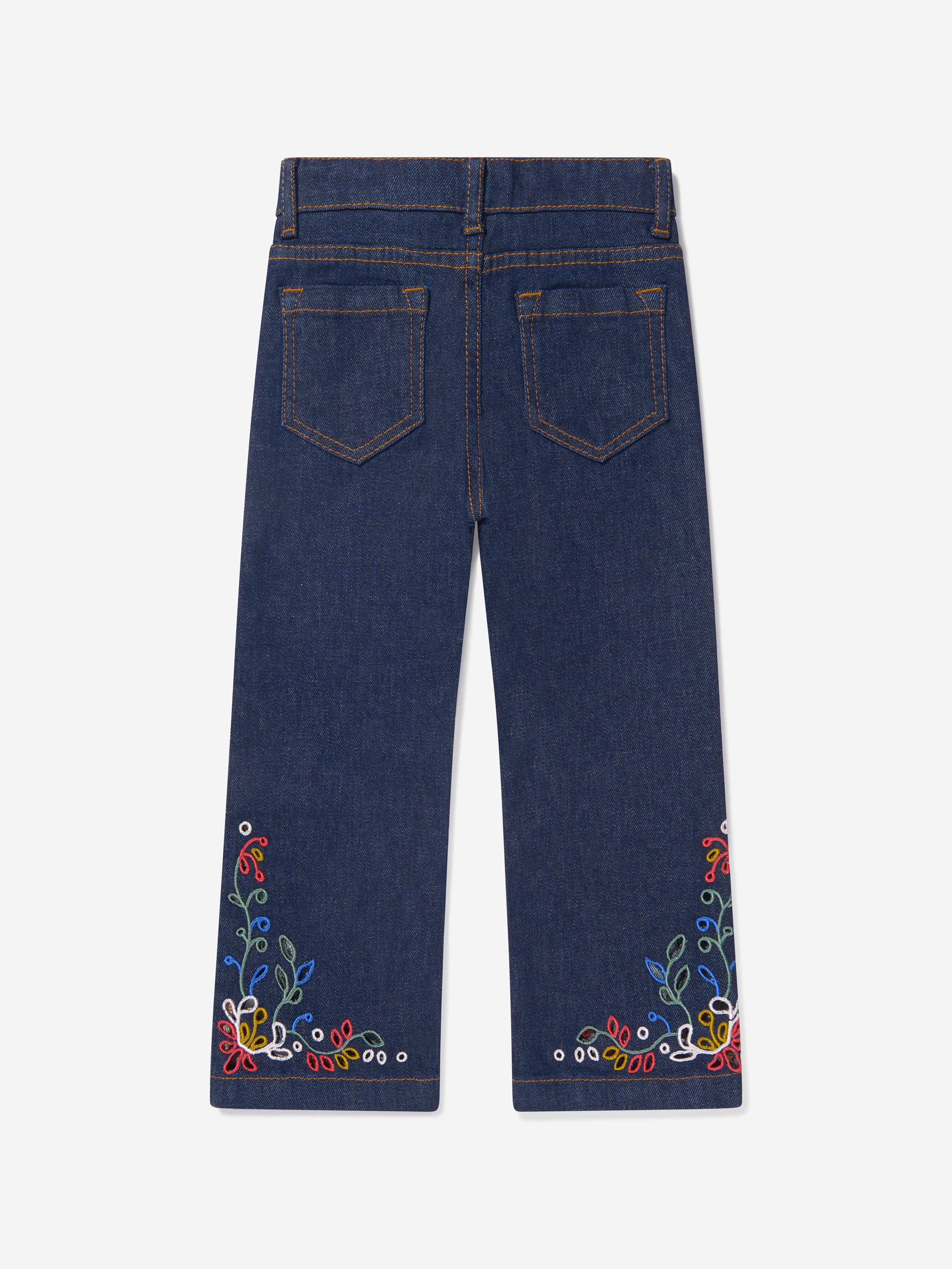 Chloé Girls Denim Embroidered Trousers