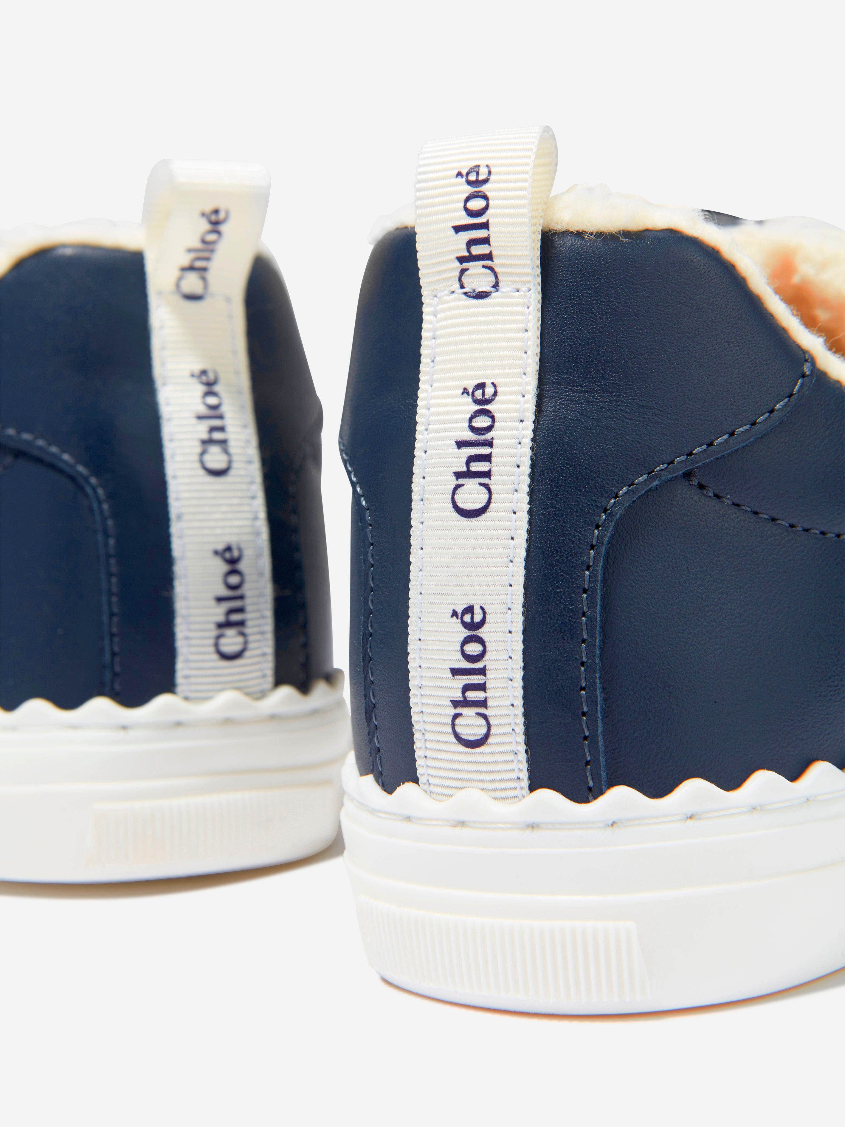 Chloé Girls Leather Logo Trainers