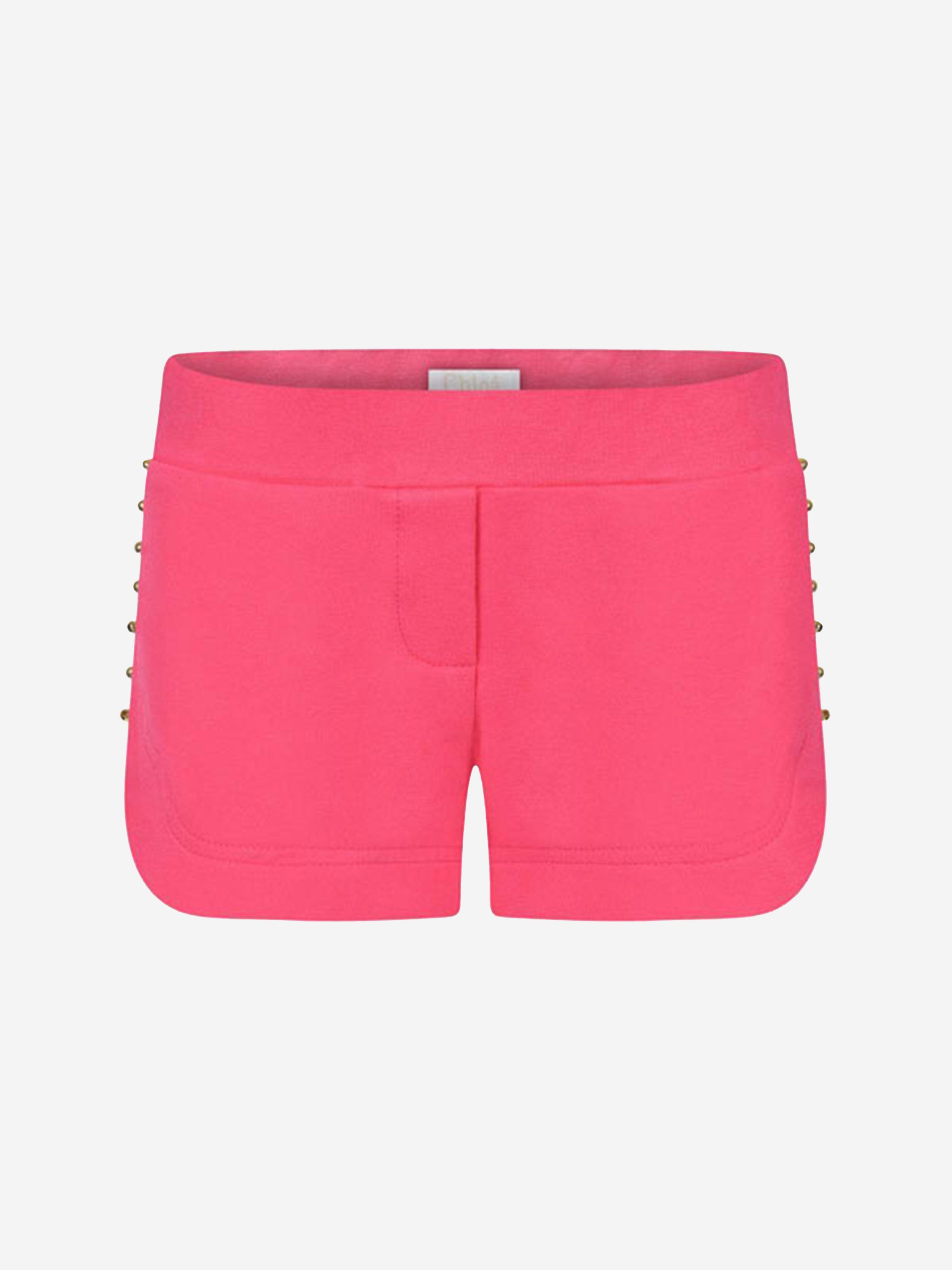 Chloé Girls Jersey Shorts With Beaded Trims