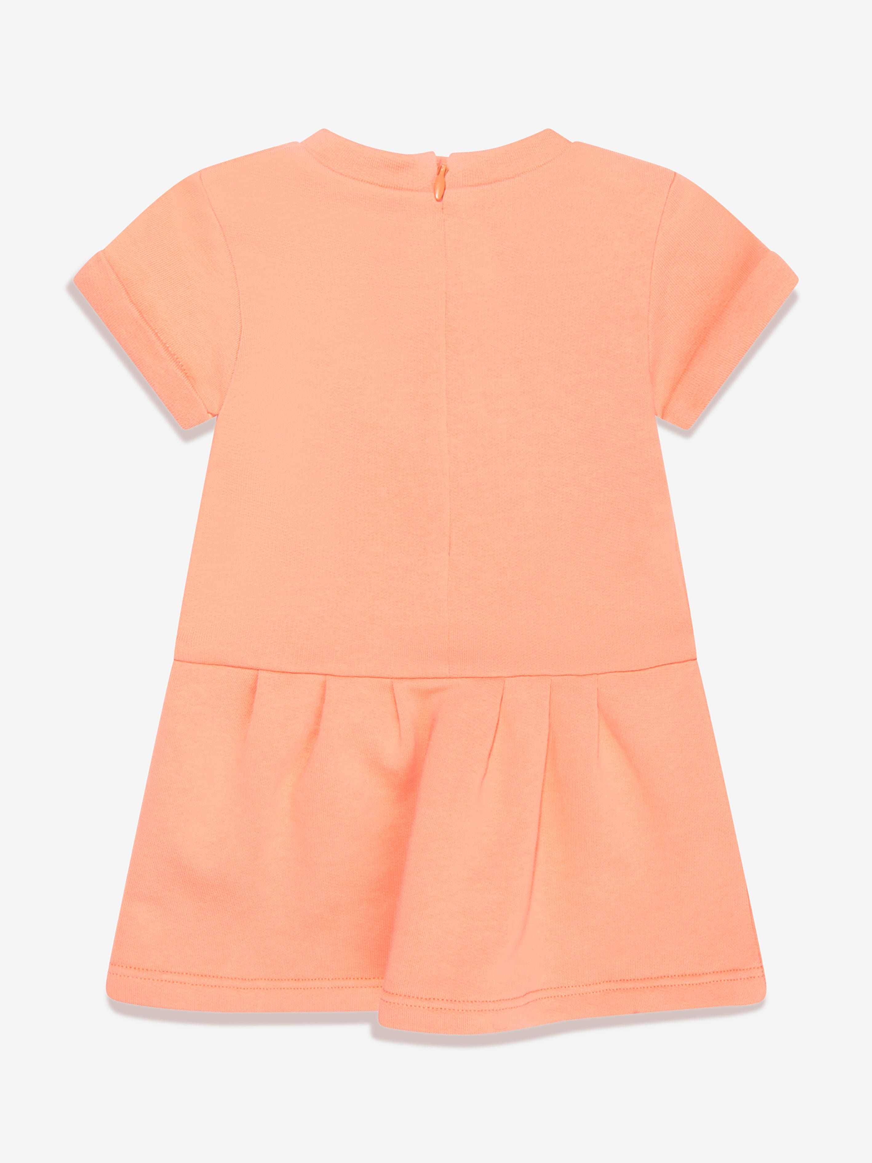 Chloé Baby Girls Organic Cotton Fleece Dress in Peach