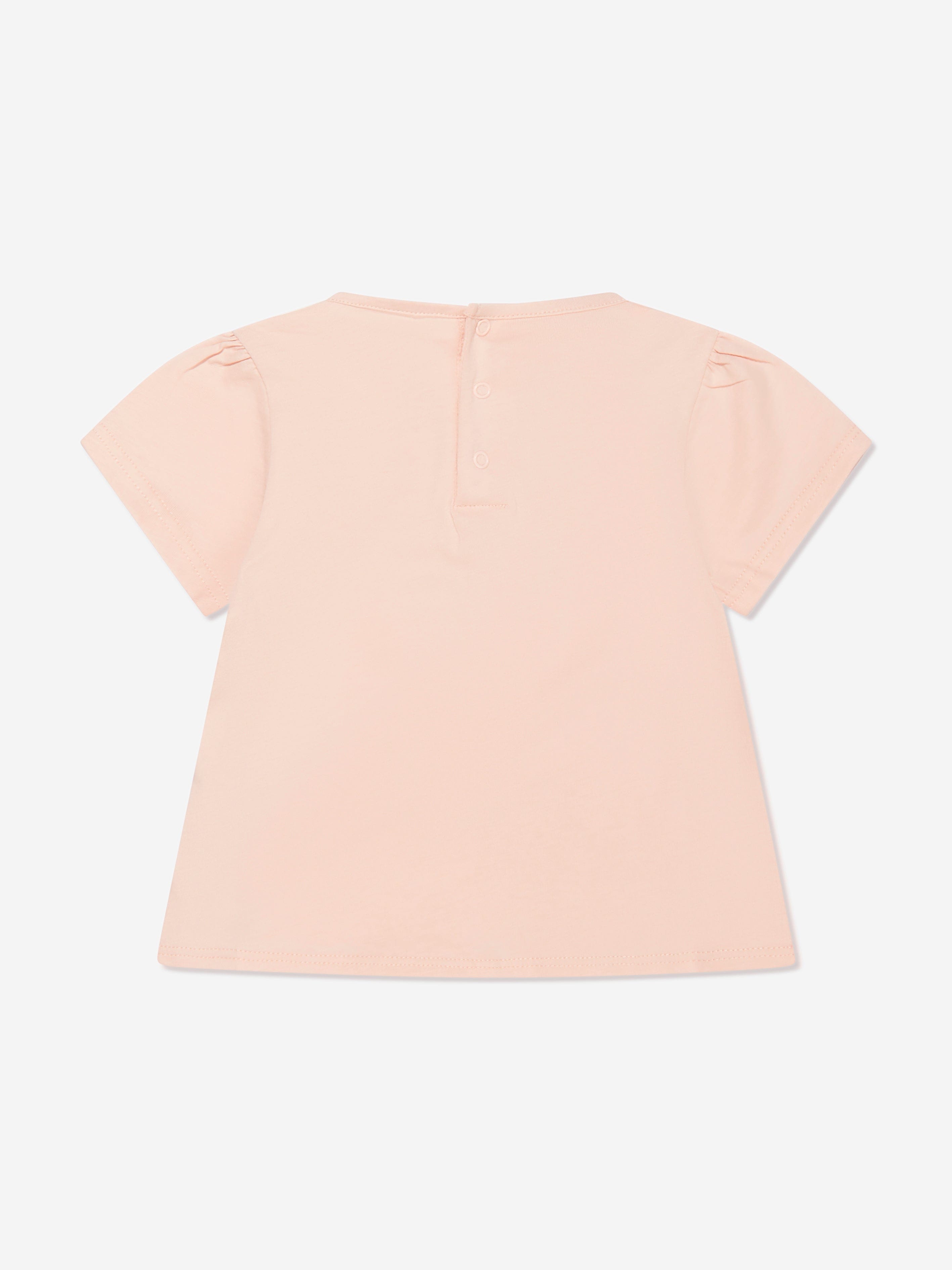 Chloé Baby Girls Organic Cotton Logo T-Shirt in Pink