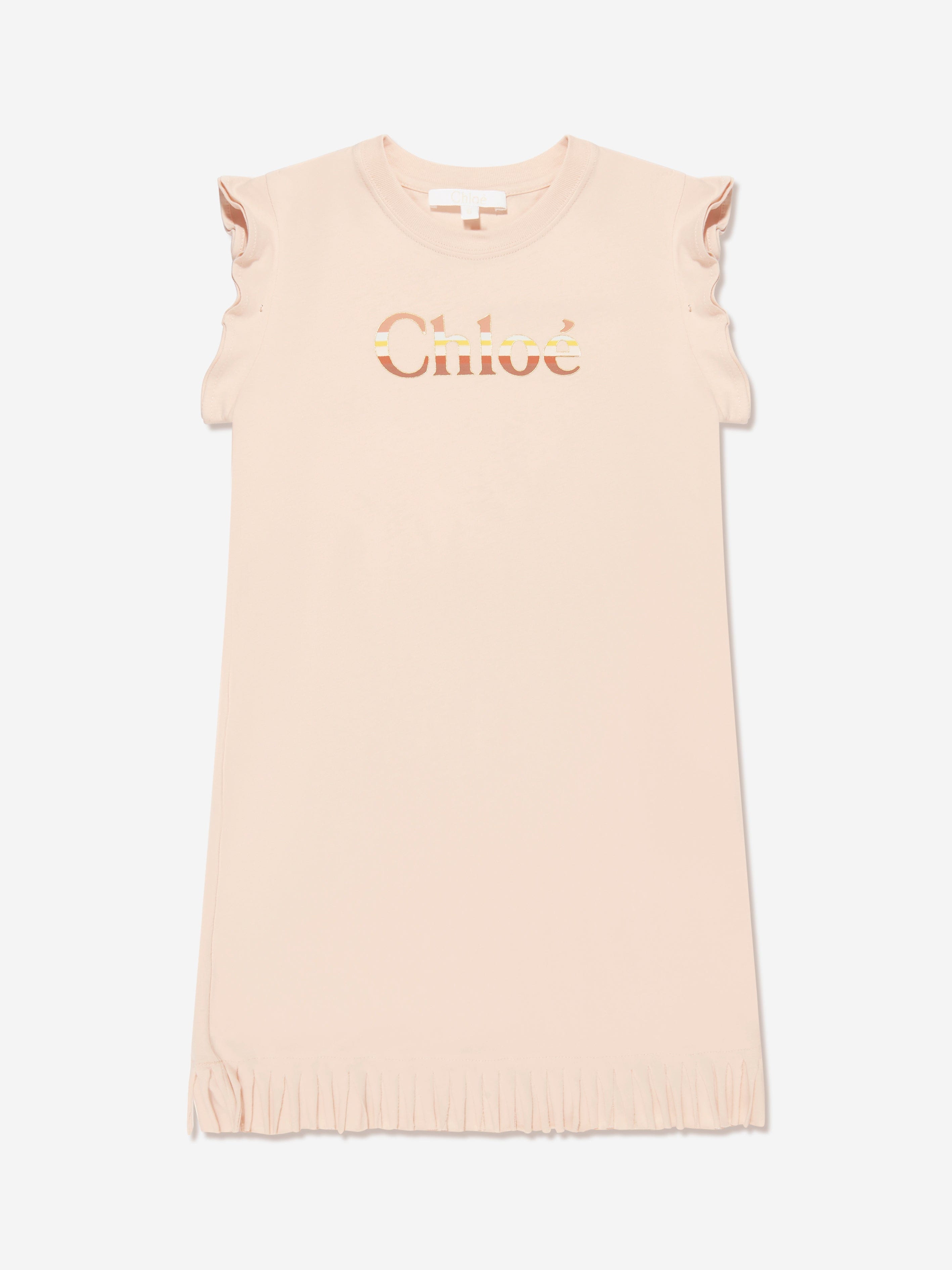 Chloé Girls Organic Cotton Jersey Dress in Pink