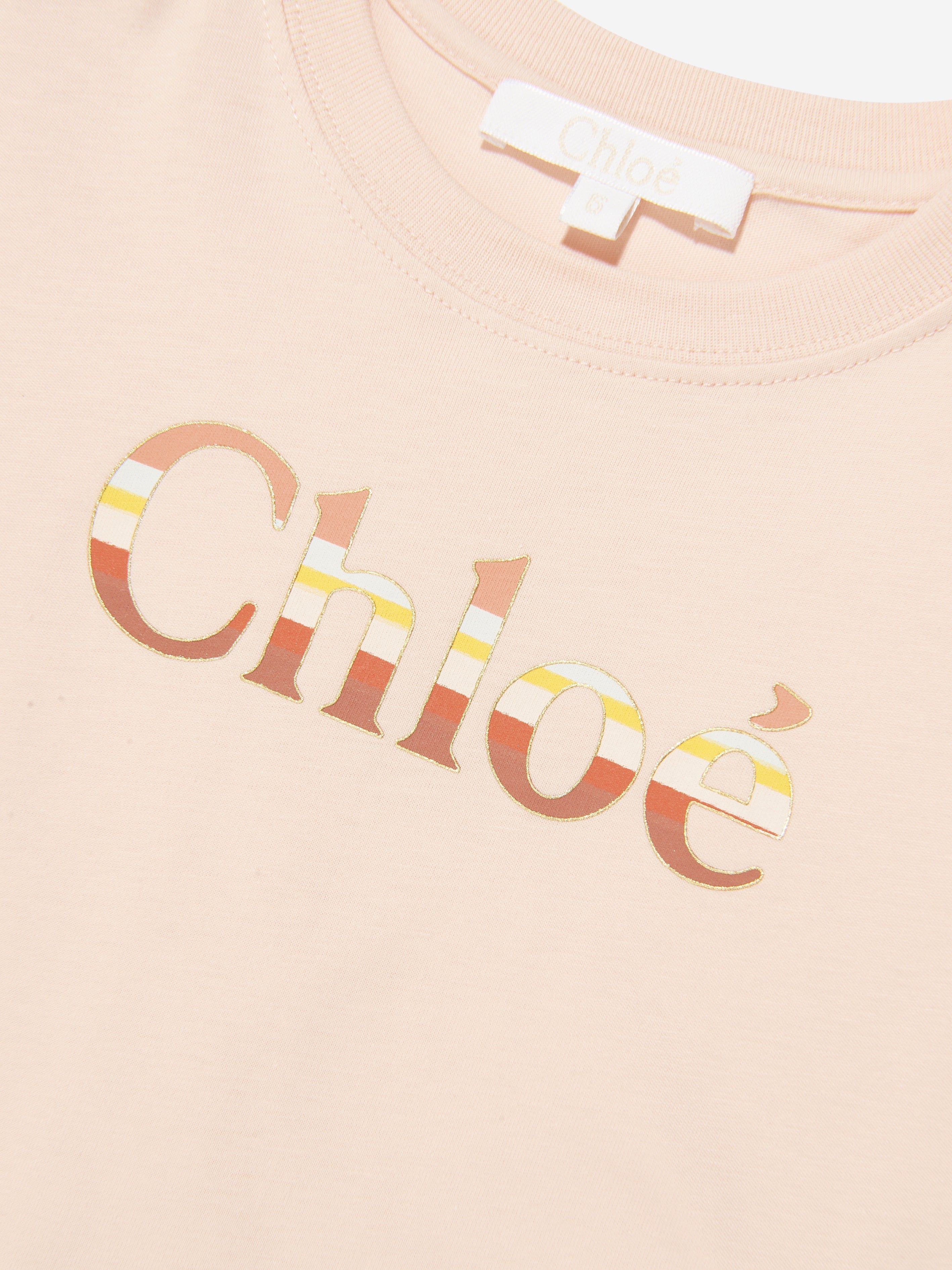 Chloé Girls Organic Cotton Jersey Dress in Pink