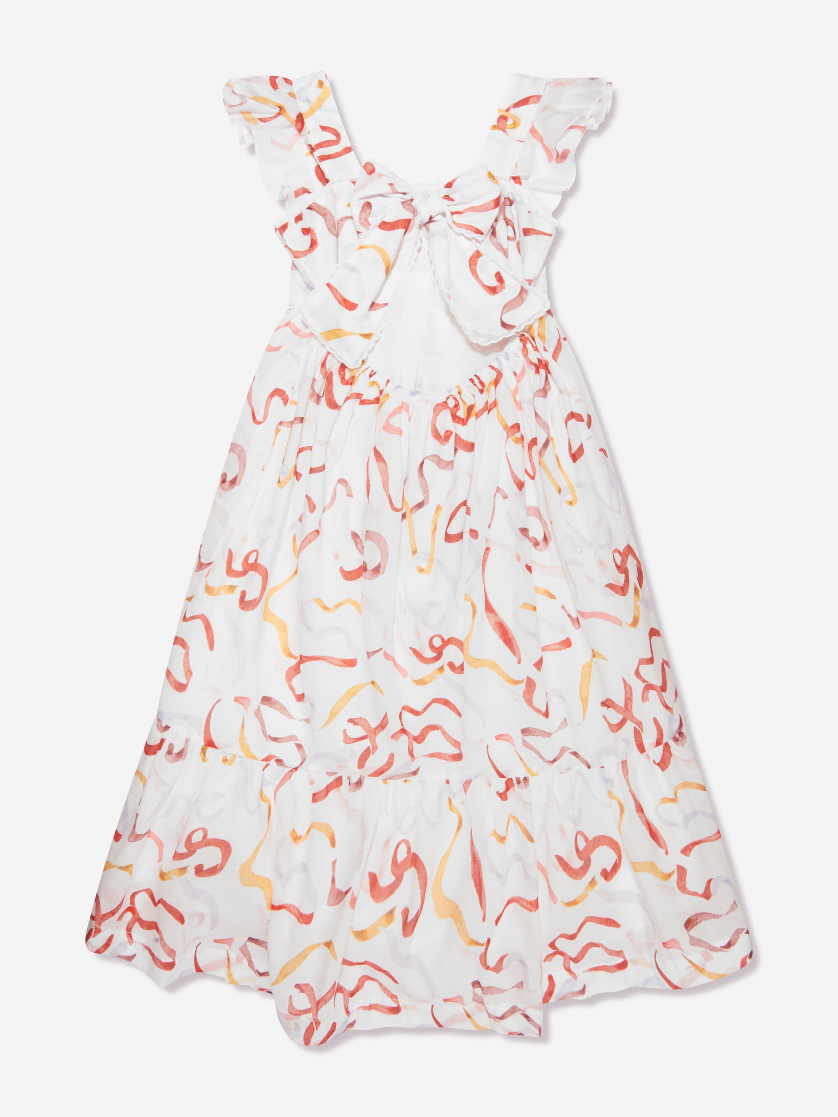 Chloé Girls Organic Cotton Strappy Ribbon Dress in Multicolour