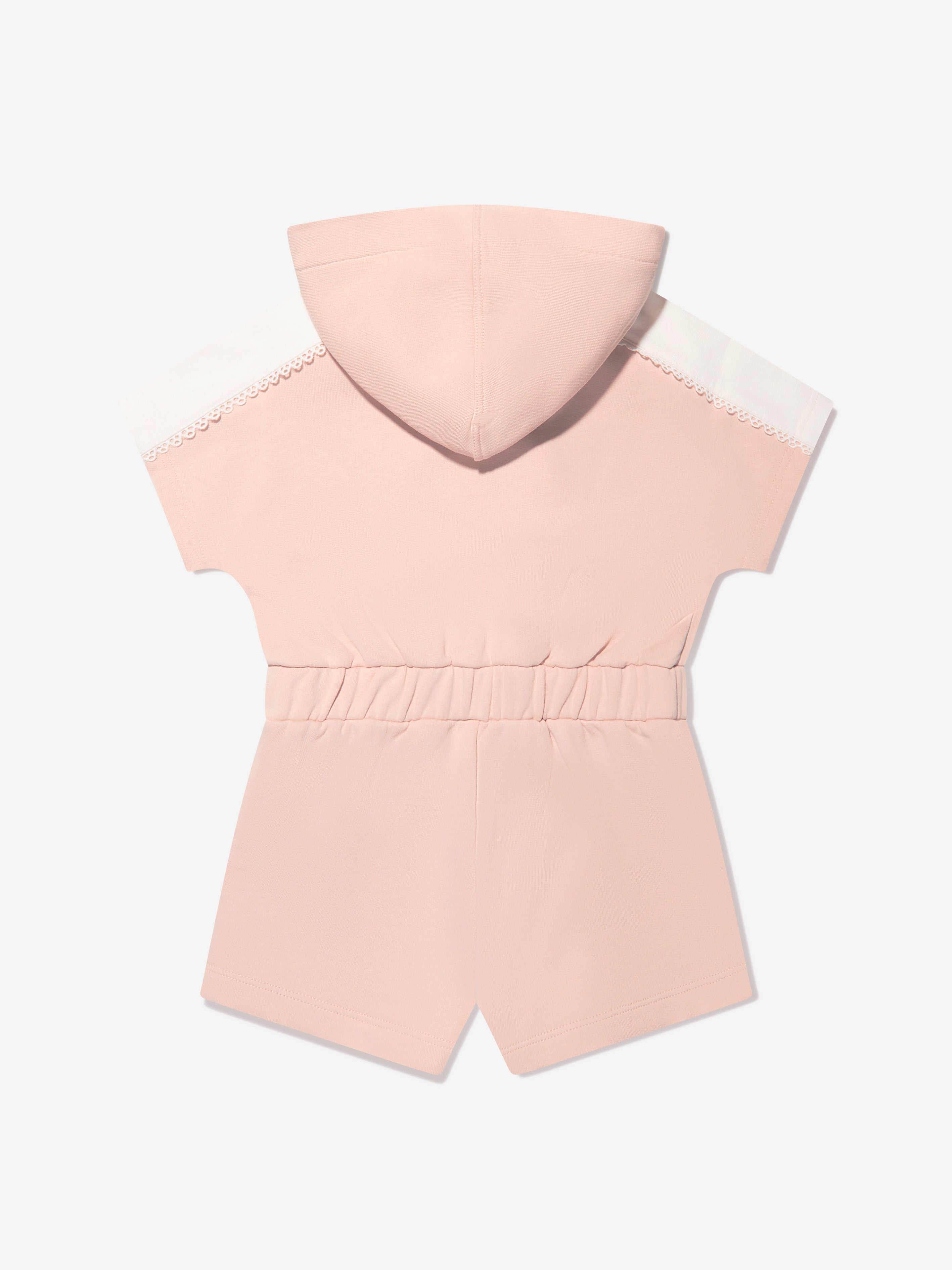 Chloé Girls Organic Cotton Hooded Playsuit in Pink