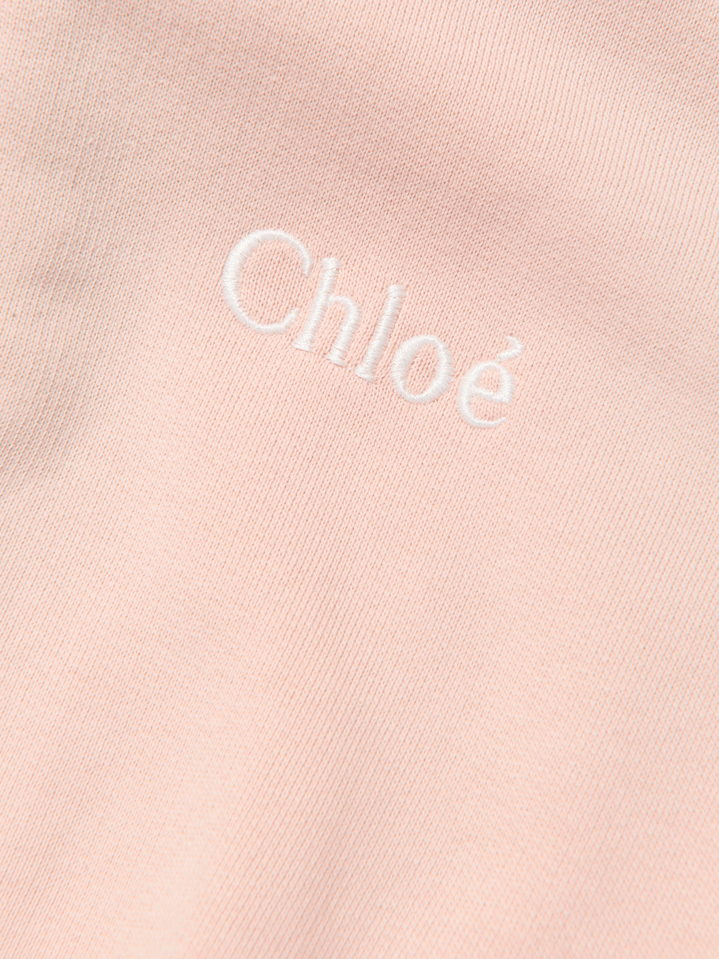 Chloé Girls Organic Cotton Hooded Playsuit in Pink