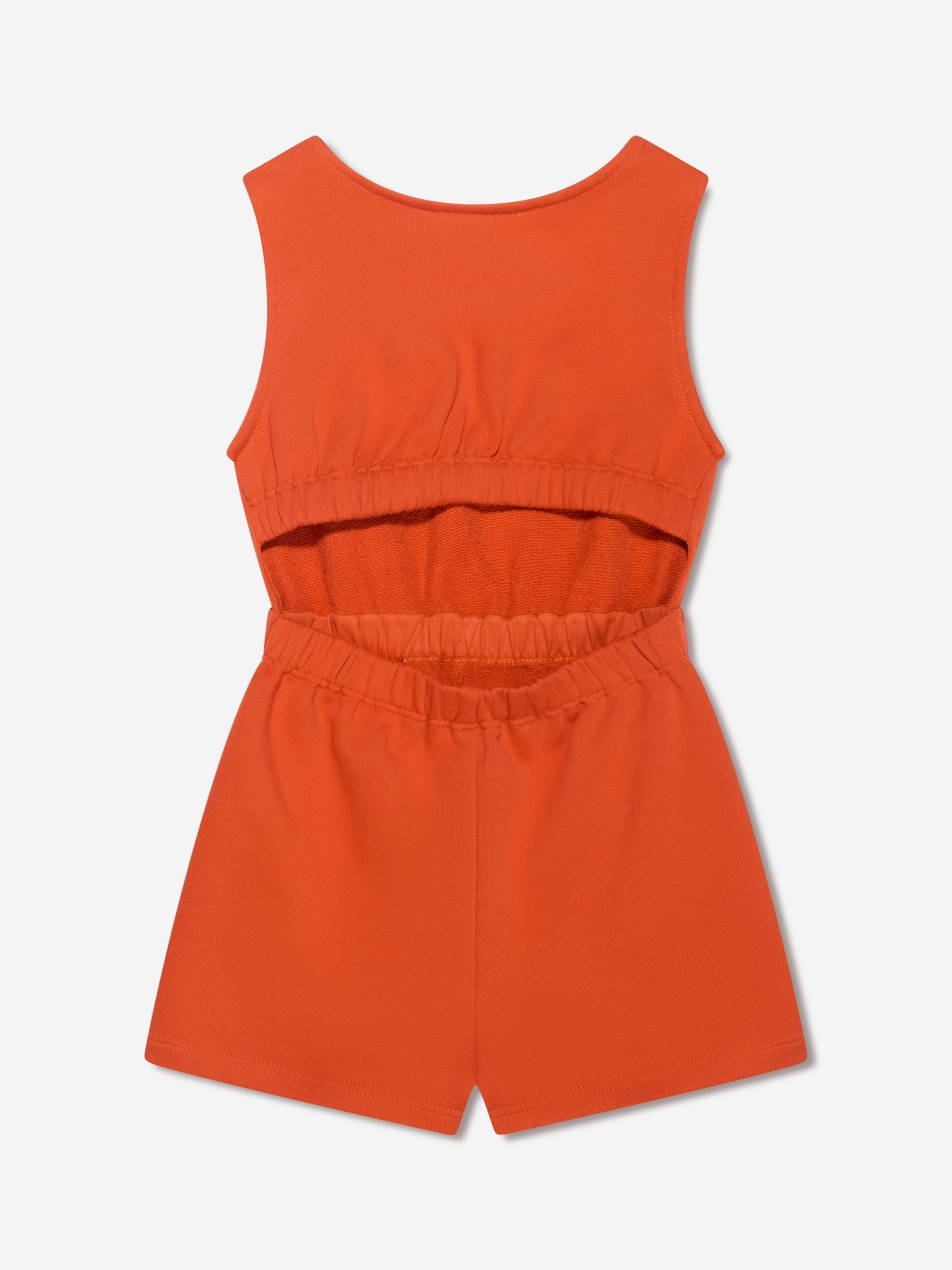 Chloé Girls Organic Cotton Sleeveless Playsuit in Orange