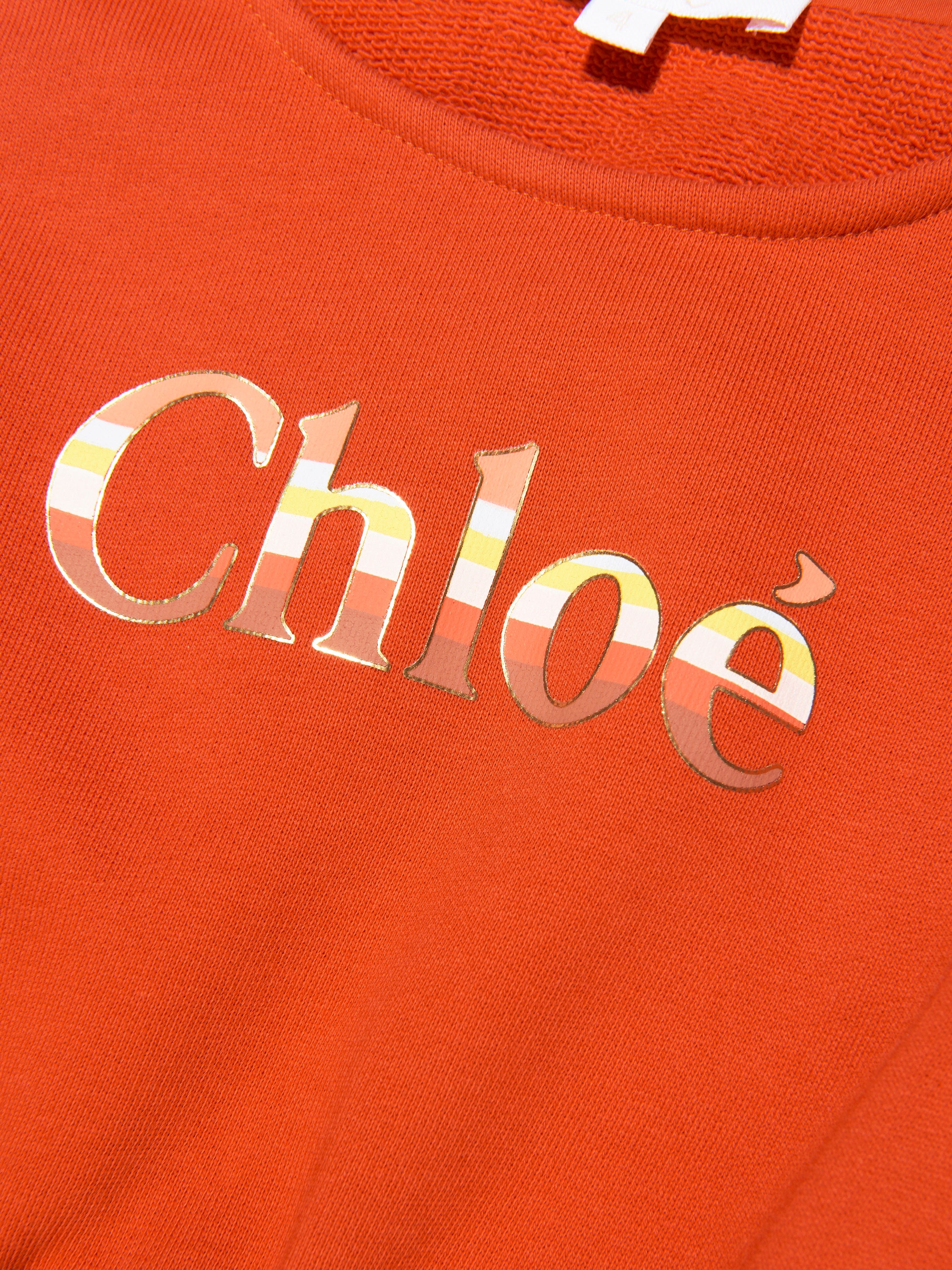 Chloé Girls Organic Cotton Sleeveless Playsuit in Orange