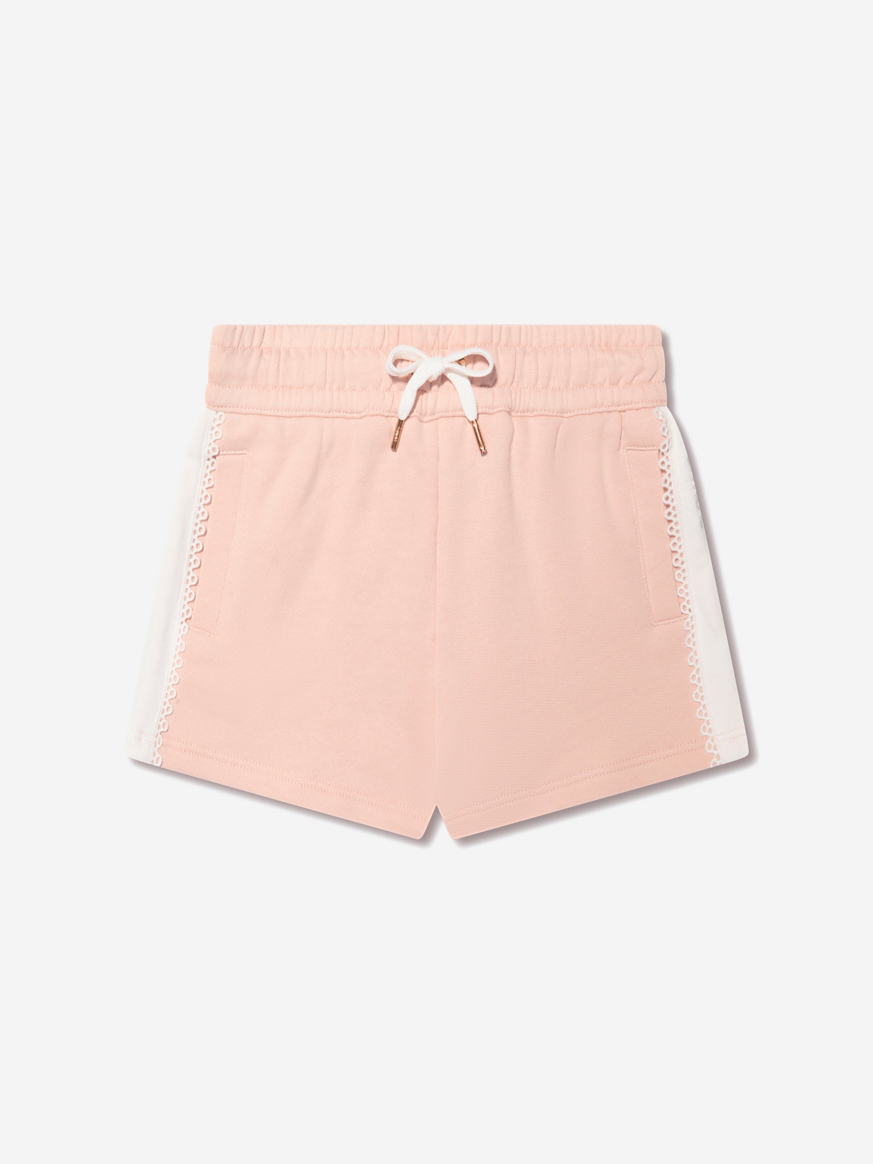 Chloé Girls Organic Cotton Fleece Shorts in Pink