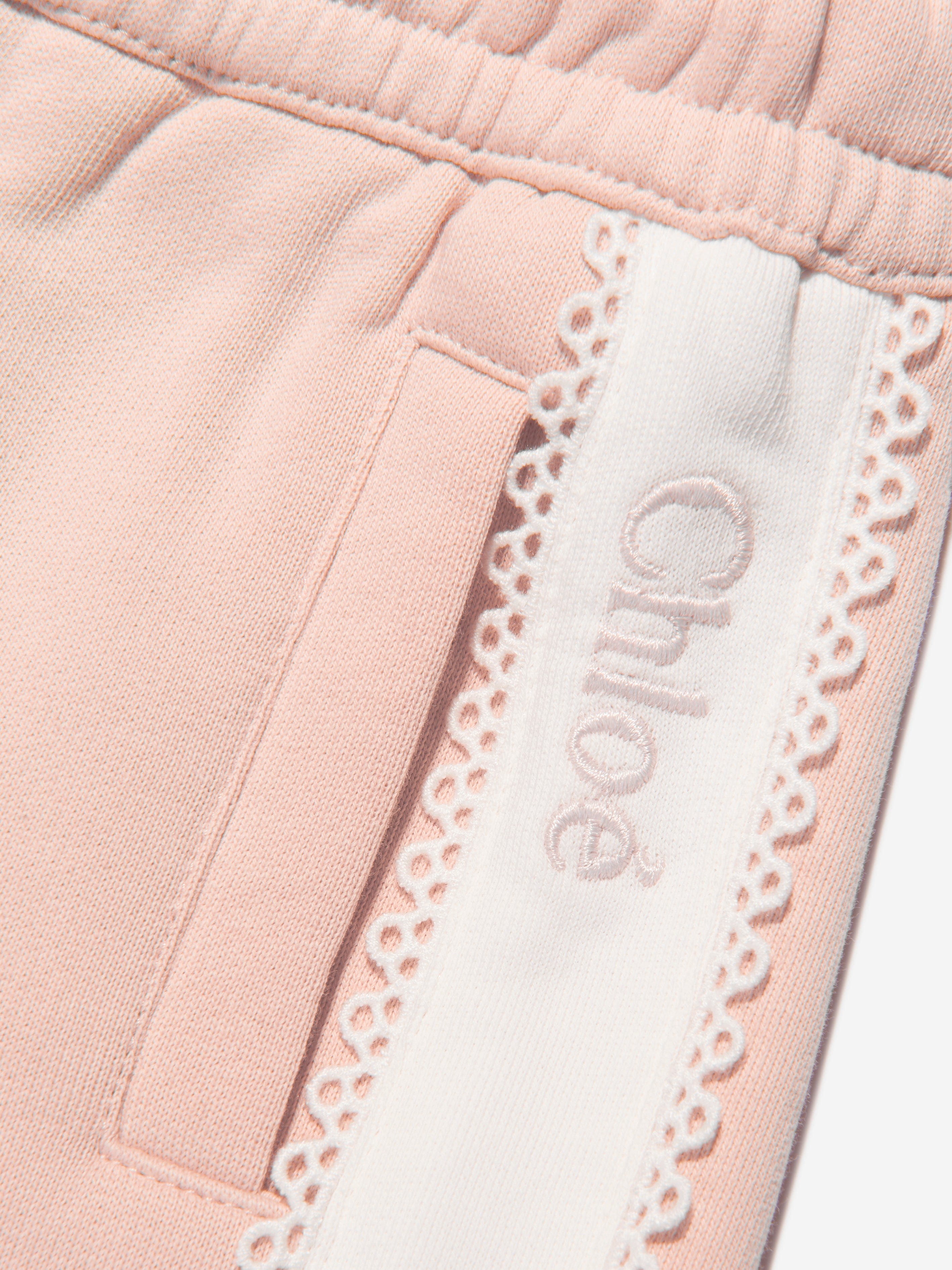 Chloé Girls Organic Cotton Fleece Shorts in Pink