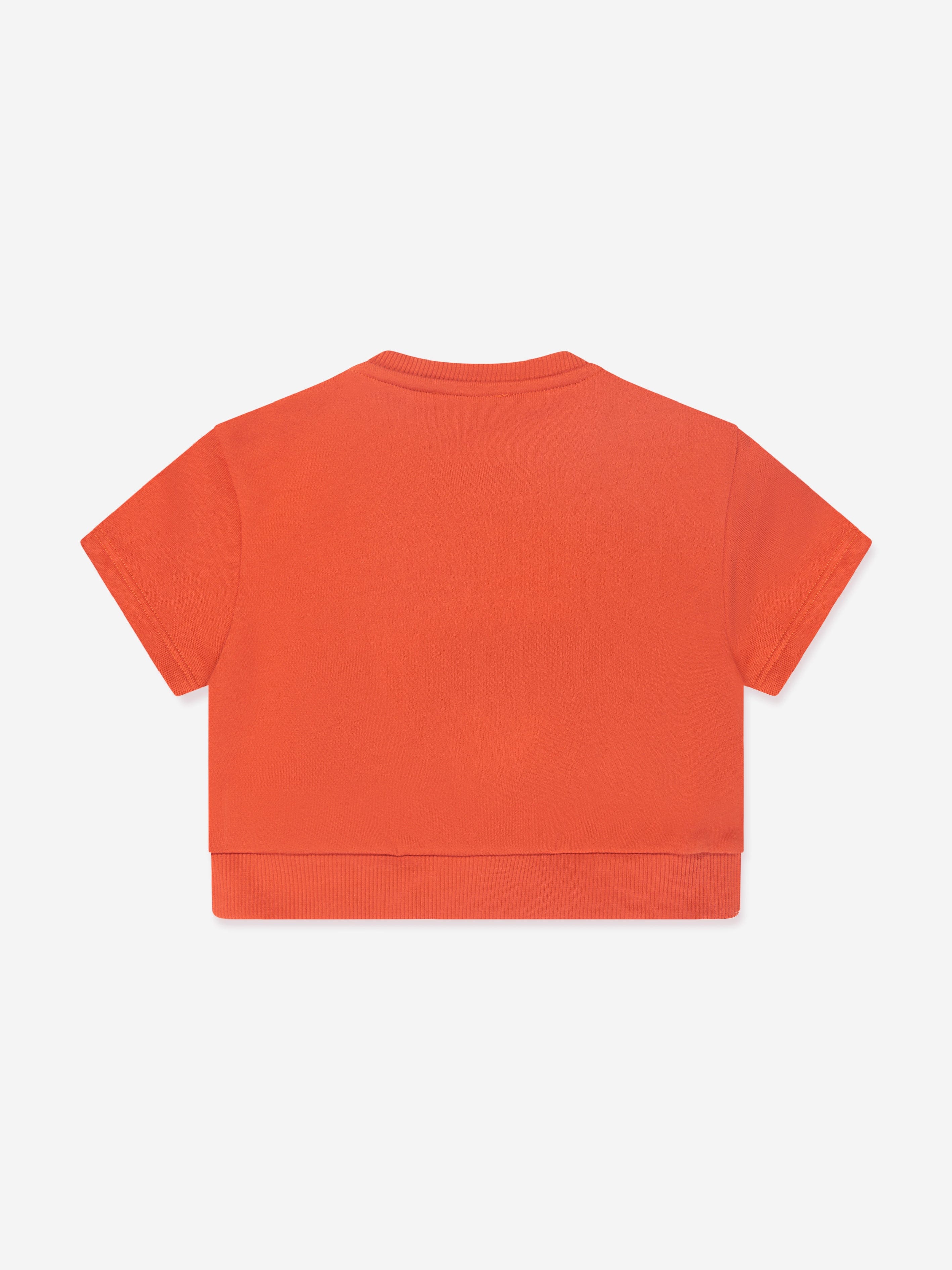 Chloé Girls Organic Cotton Short Sleeve Sweatshirt in Orange