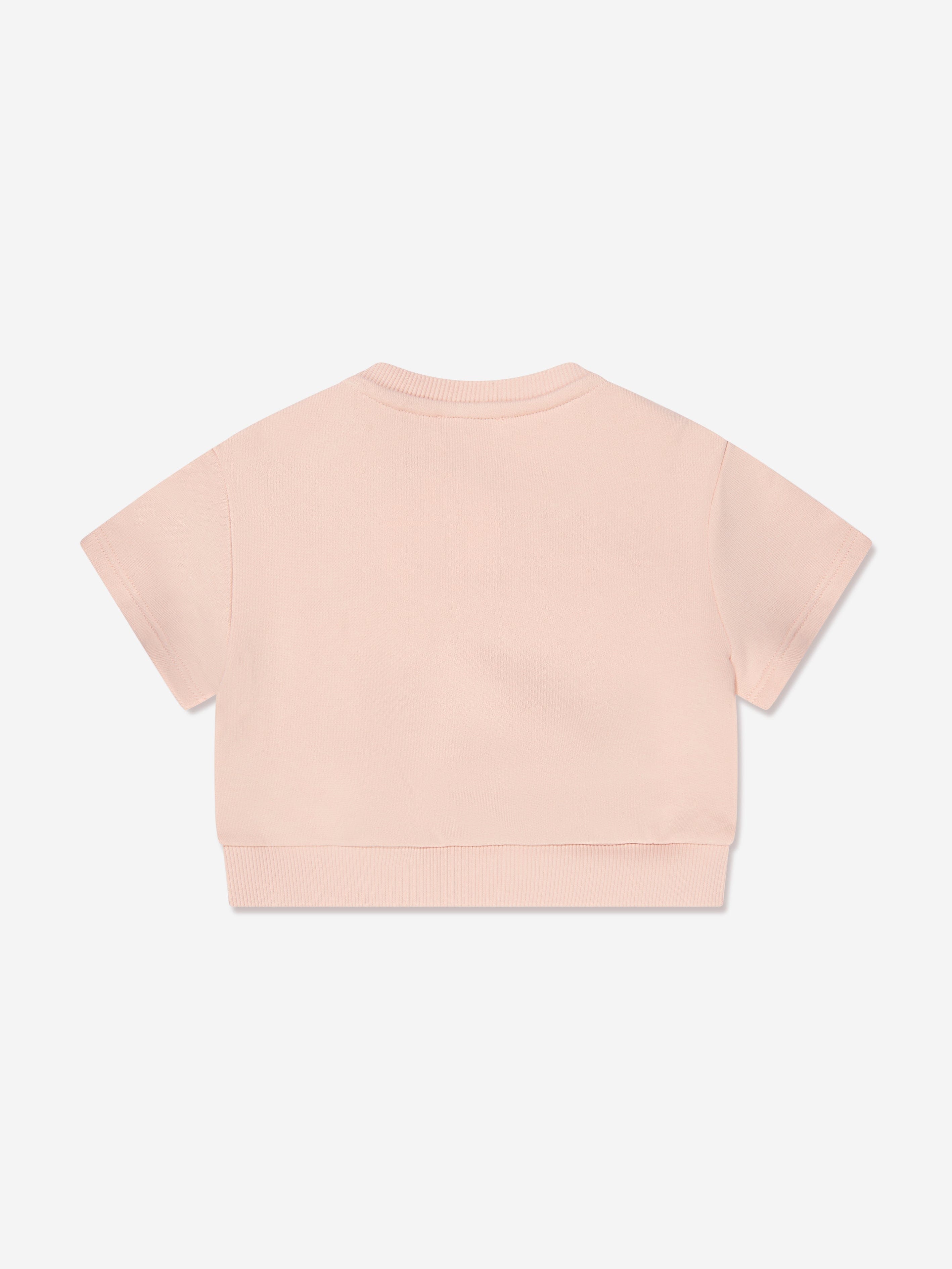 Chloé Girls Organic Cotton Short Sleeve Sweatshirt in Pink