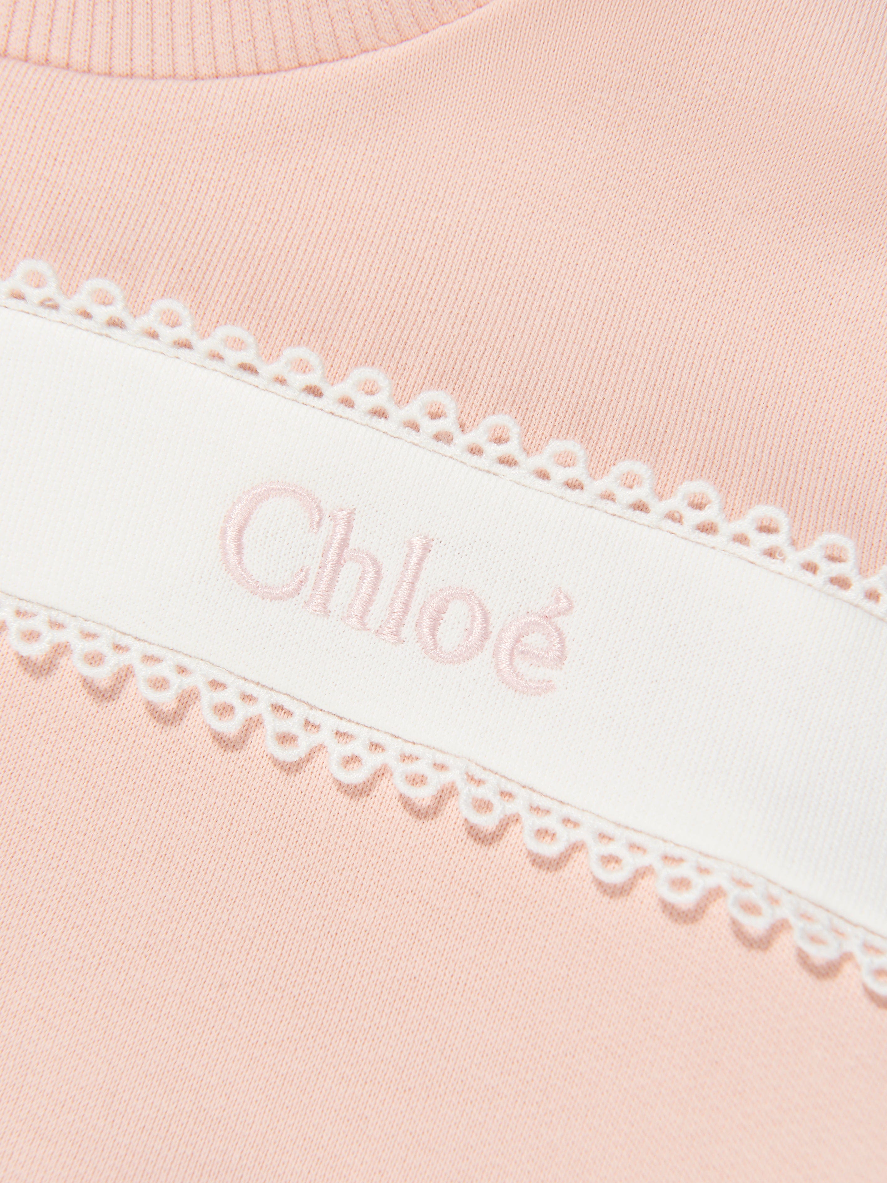 Chloé Girls Organic Cotton Short Sleeve Sweatshirt in Pink