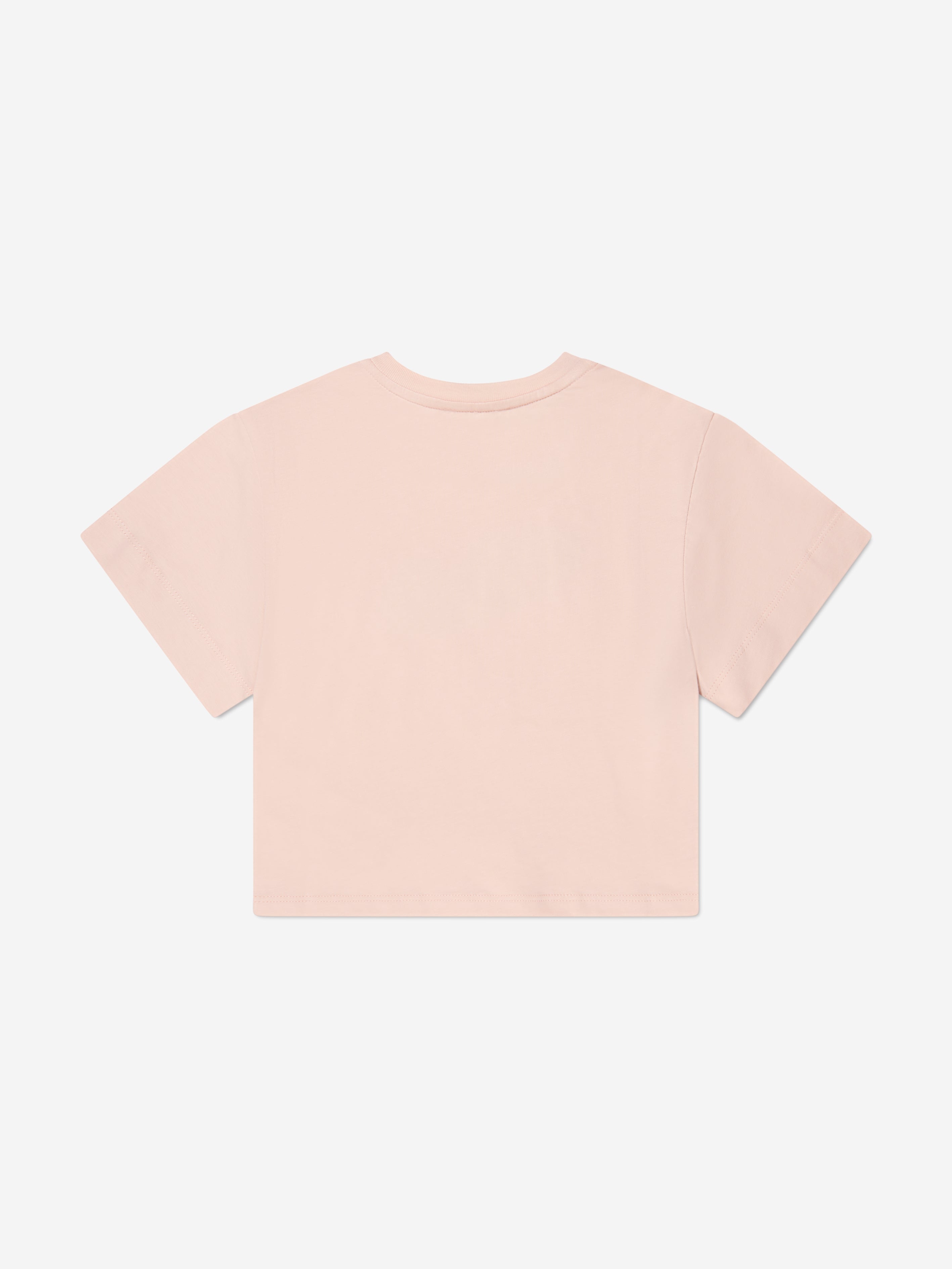 Chloé Girls Organic Cotton Cropped T-Shirt in Pink