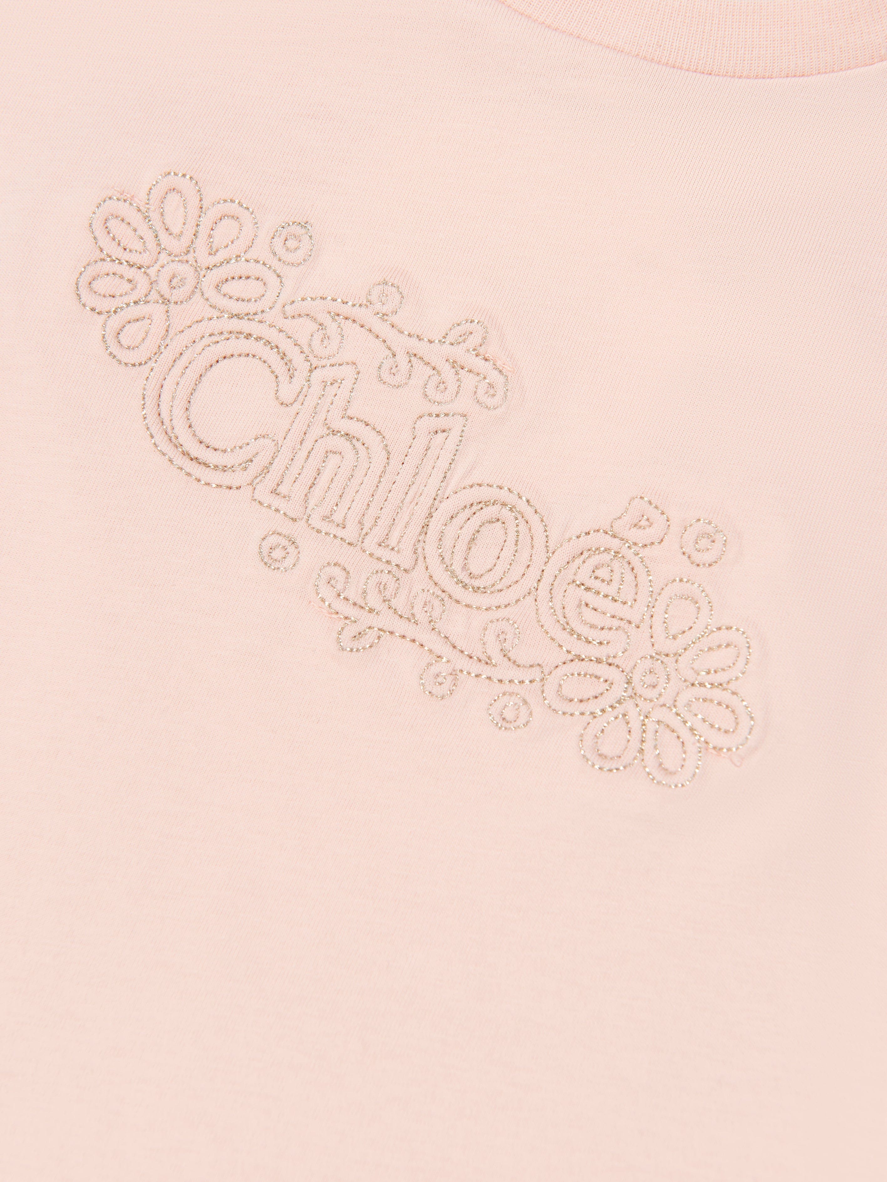 Chloé Girls Organic Cotton Cropped T-Shirt in Pink