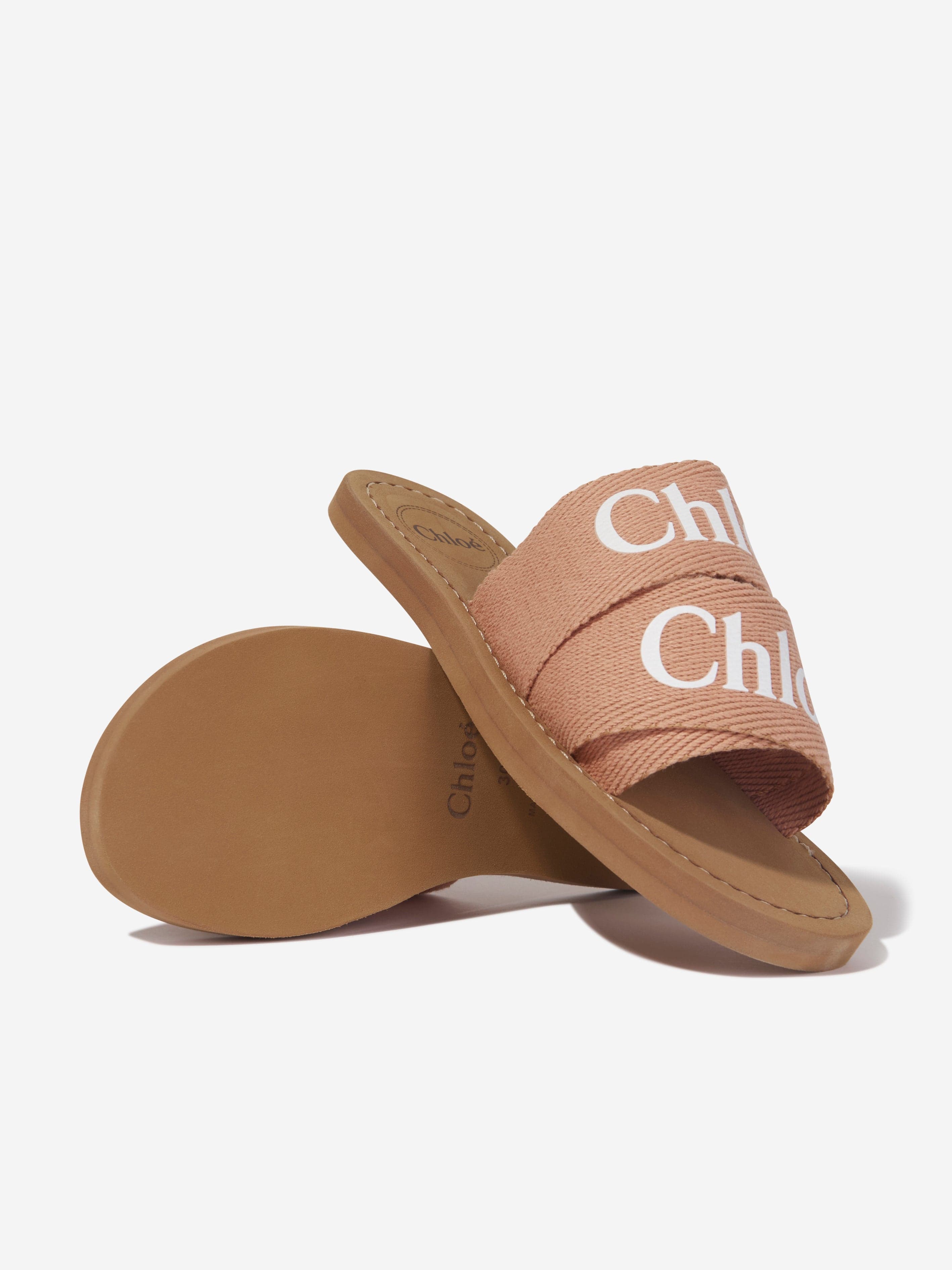 Chloé Girls Textile Sliders In Brown