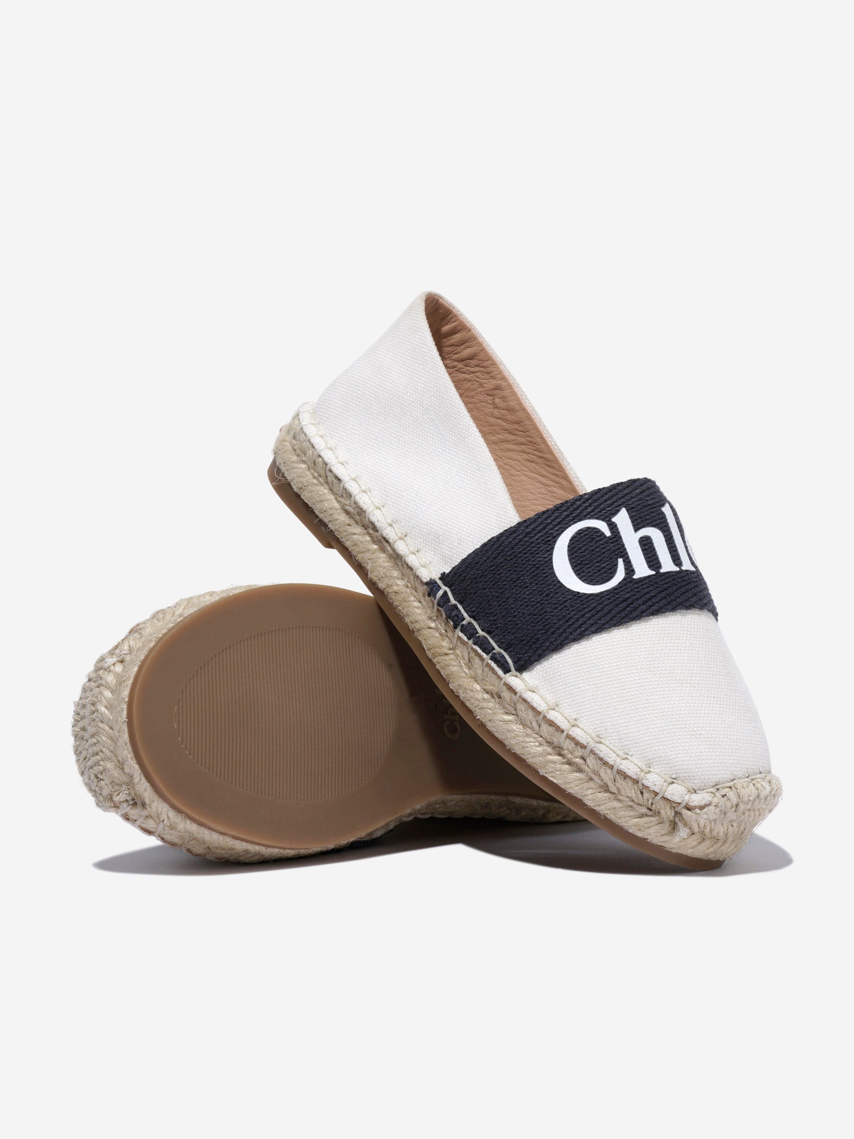 Chloé Girls Logo Espadrilles in Ivory