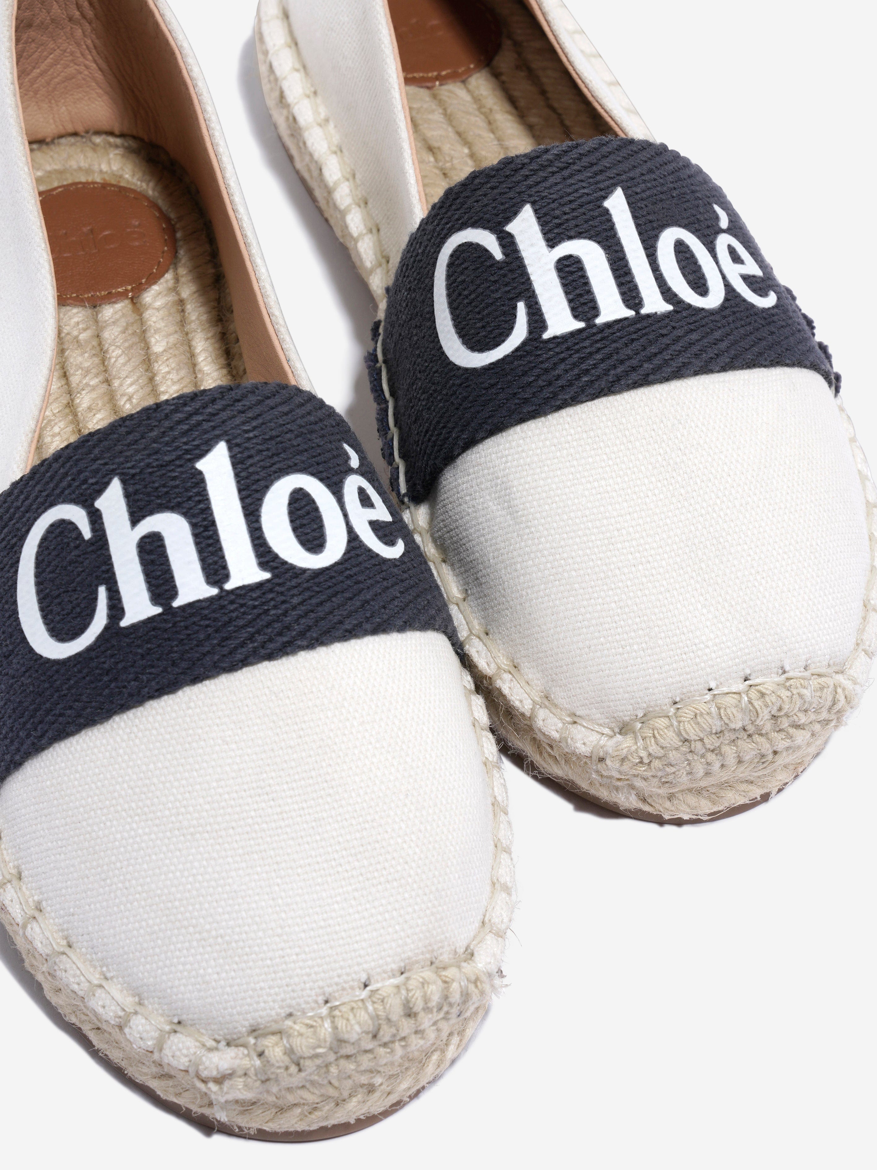 Chloé Girls Logo Espadrilles in Ivory