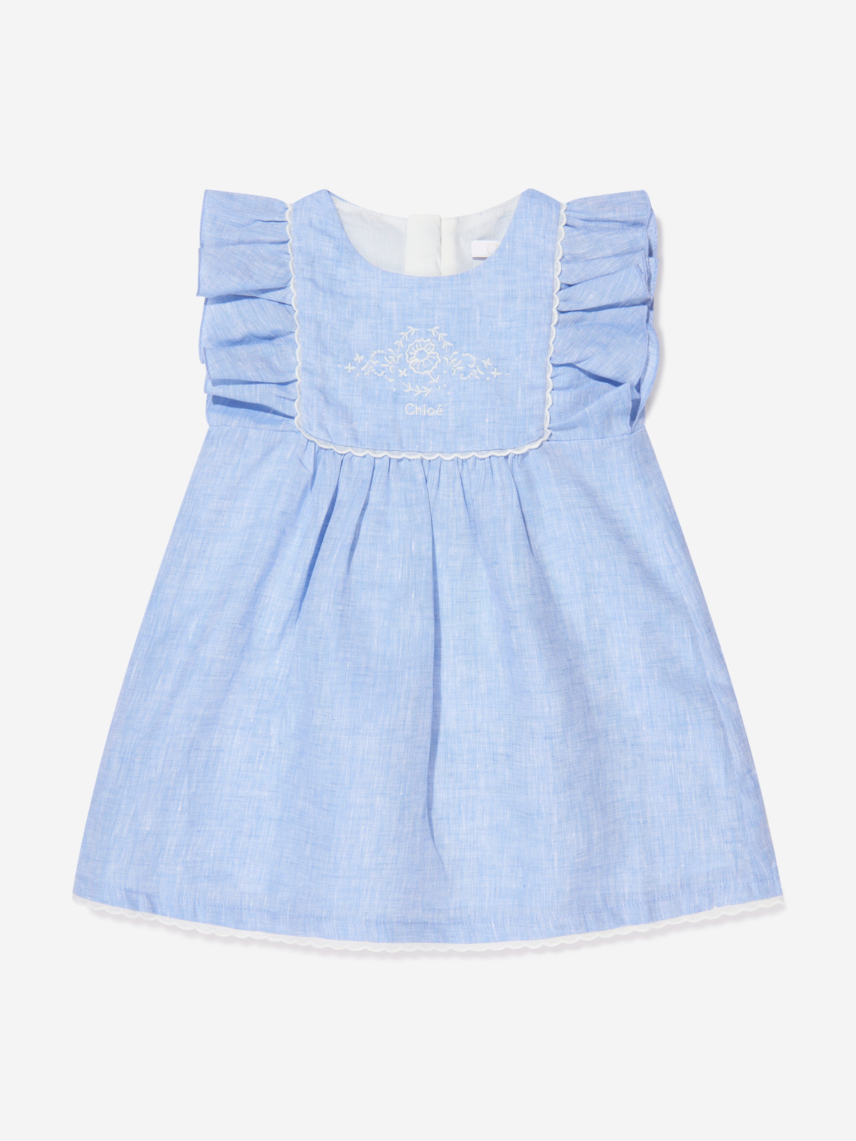 Chloé Baby Girls Chambray Dress With Hat in Blue