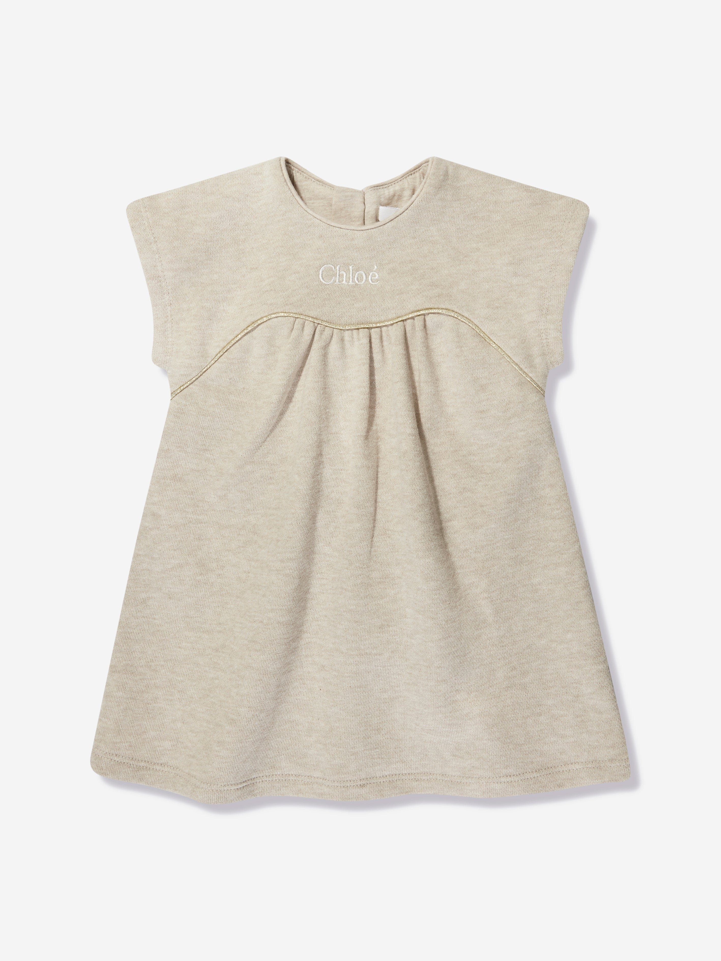 Chloé Baby Girls Embroidered Logo Dress in Beige