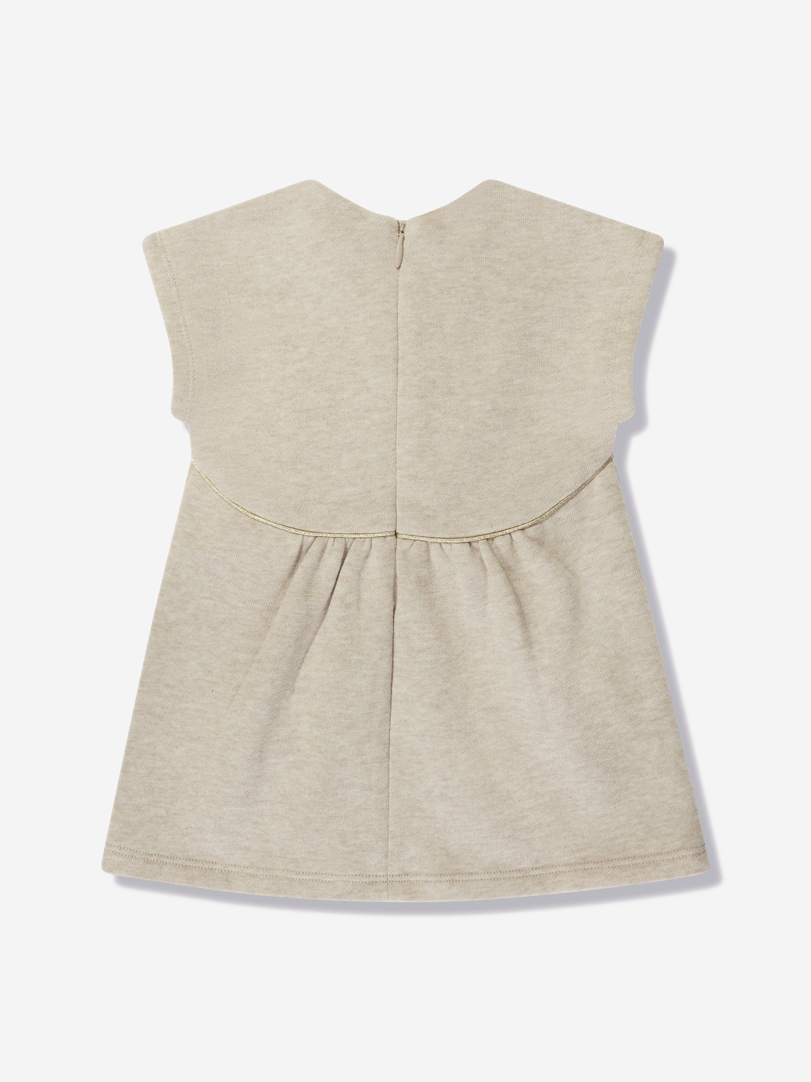 Chloé Baby Girls Embroidered Logo Dress in Beige