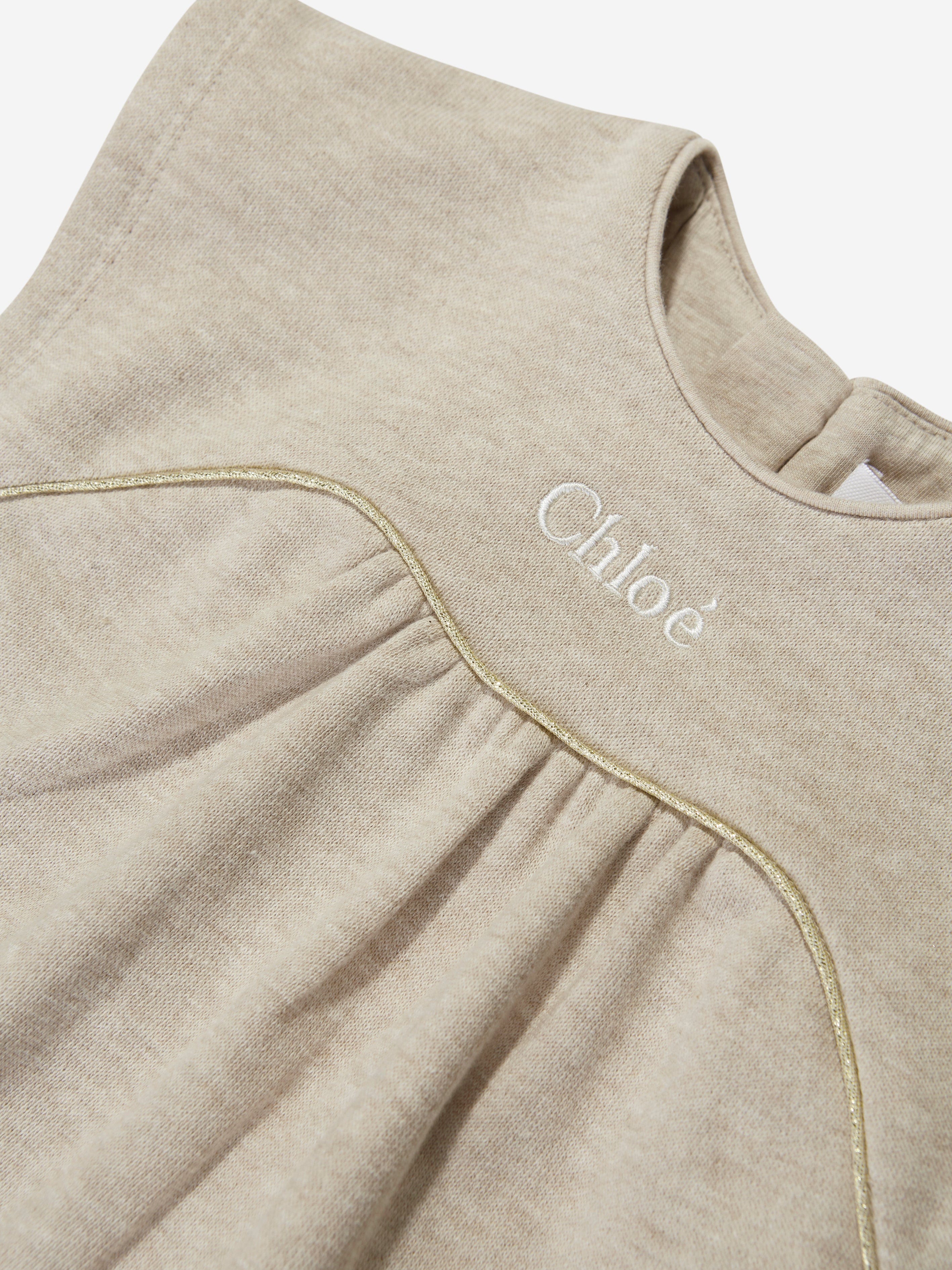 Chloé Baby Girls Embroidered Logo Dress in Beige