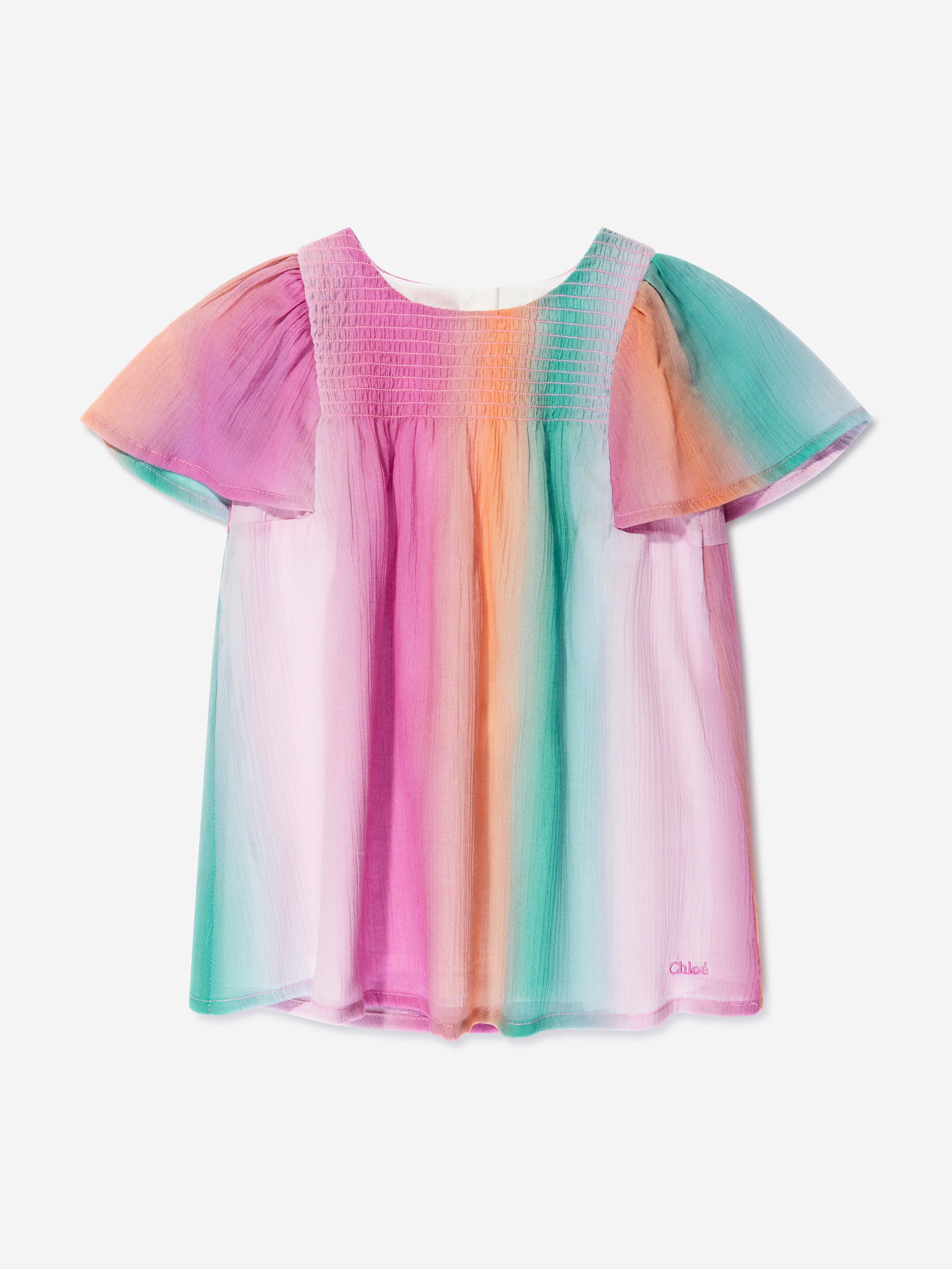 Chloé Baby Girls Crepe Rainbow Dress in Multicolour