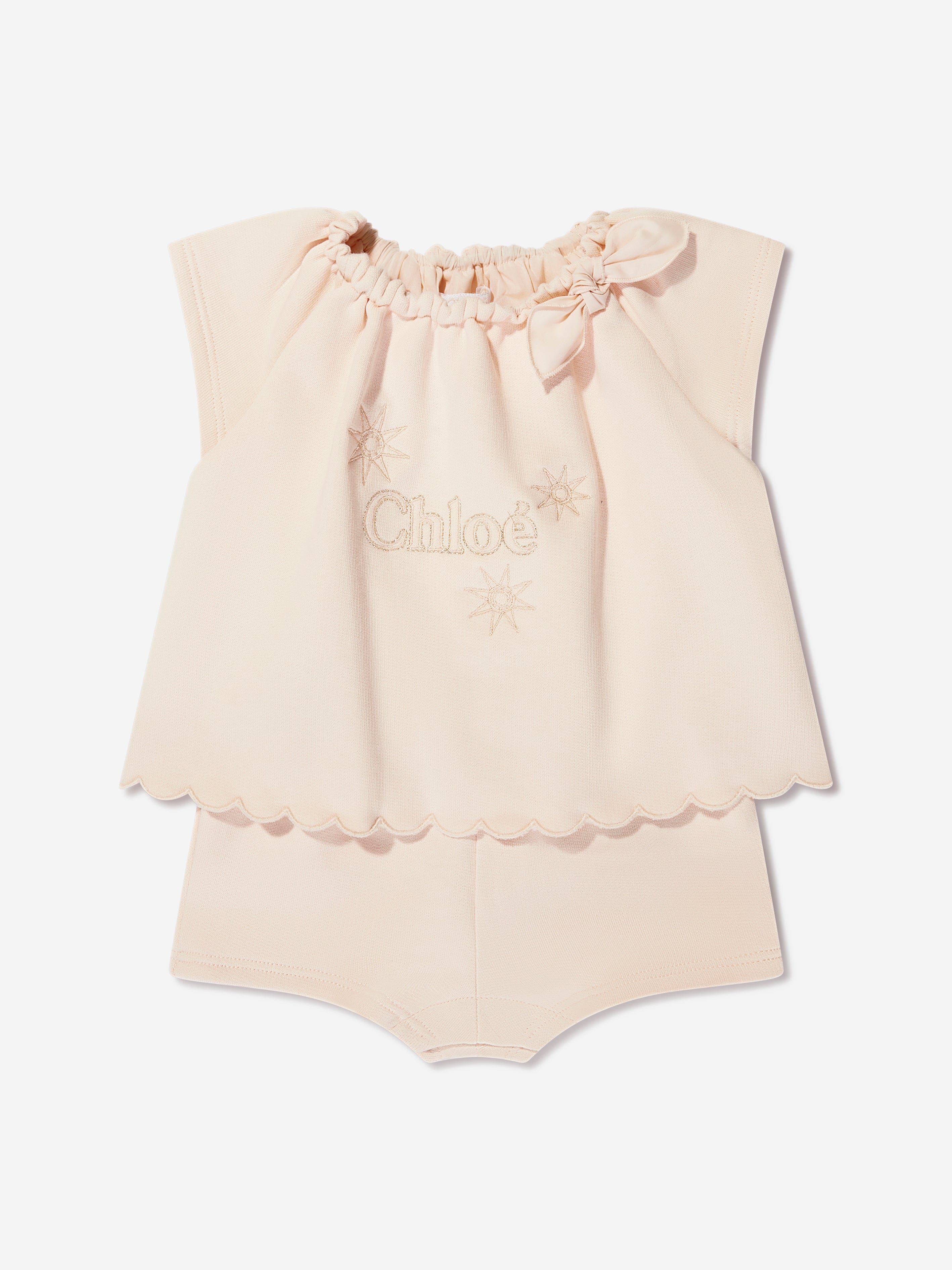 Chloé Baby Girls Organic Cotton Romper in Pink