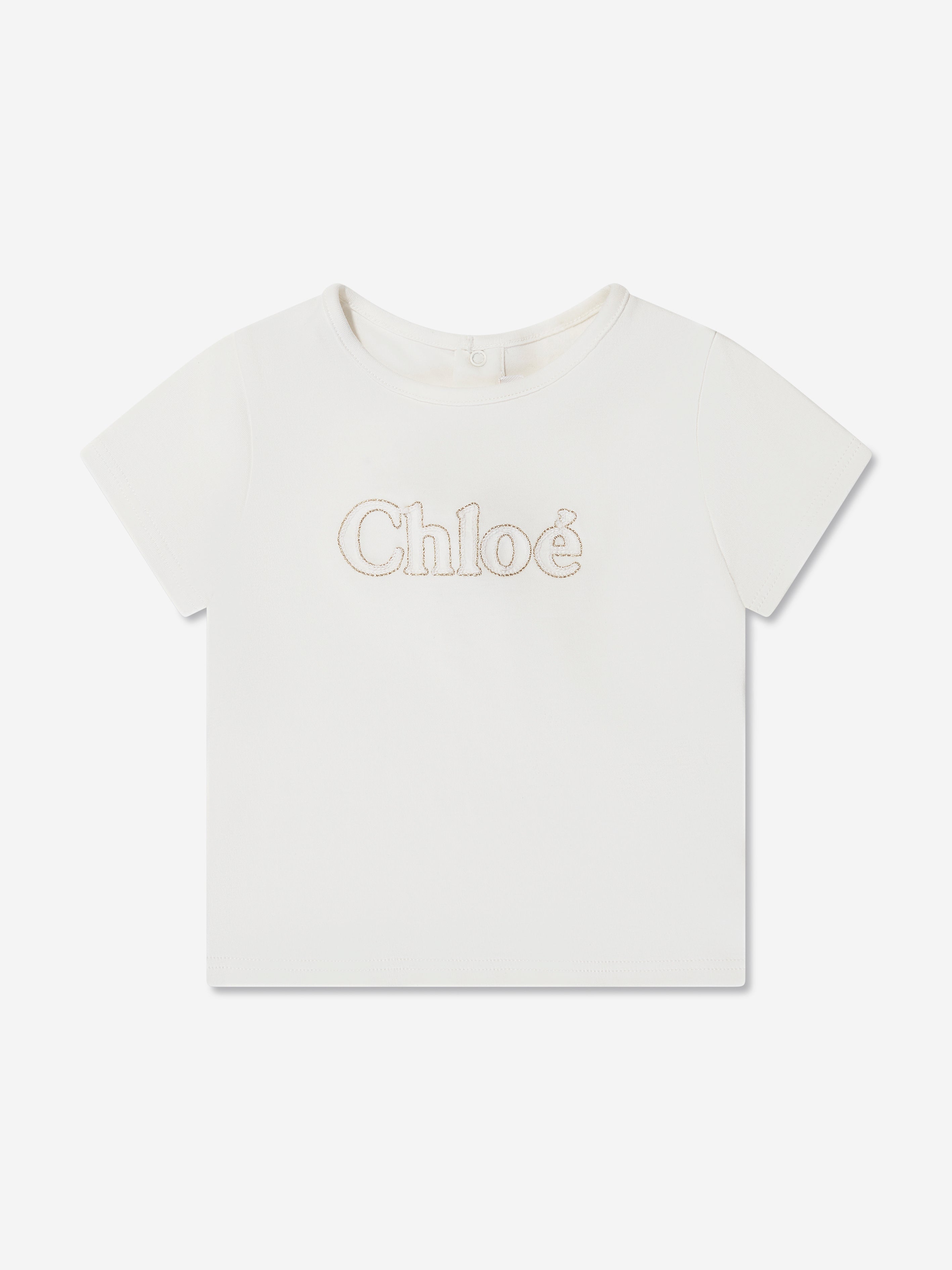 Chloé Baby Girls Embroidered Logo T-Shirt in White