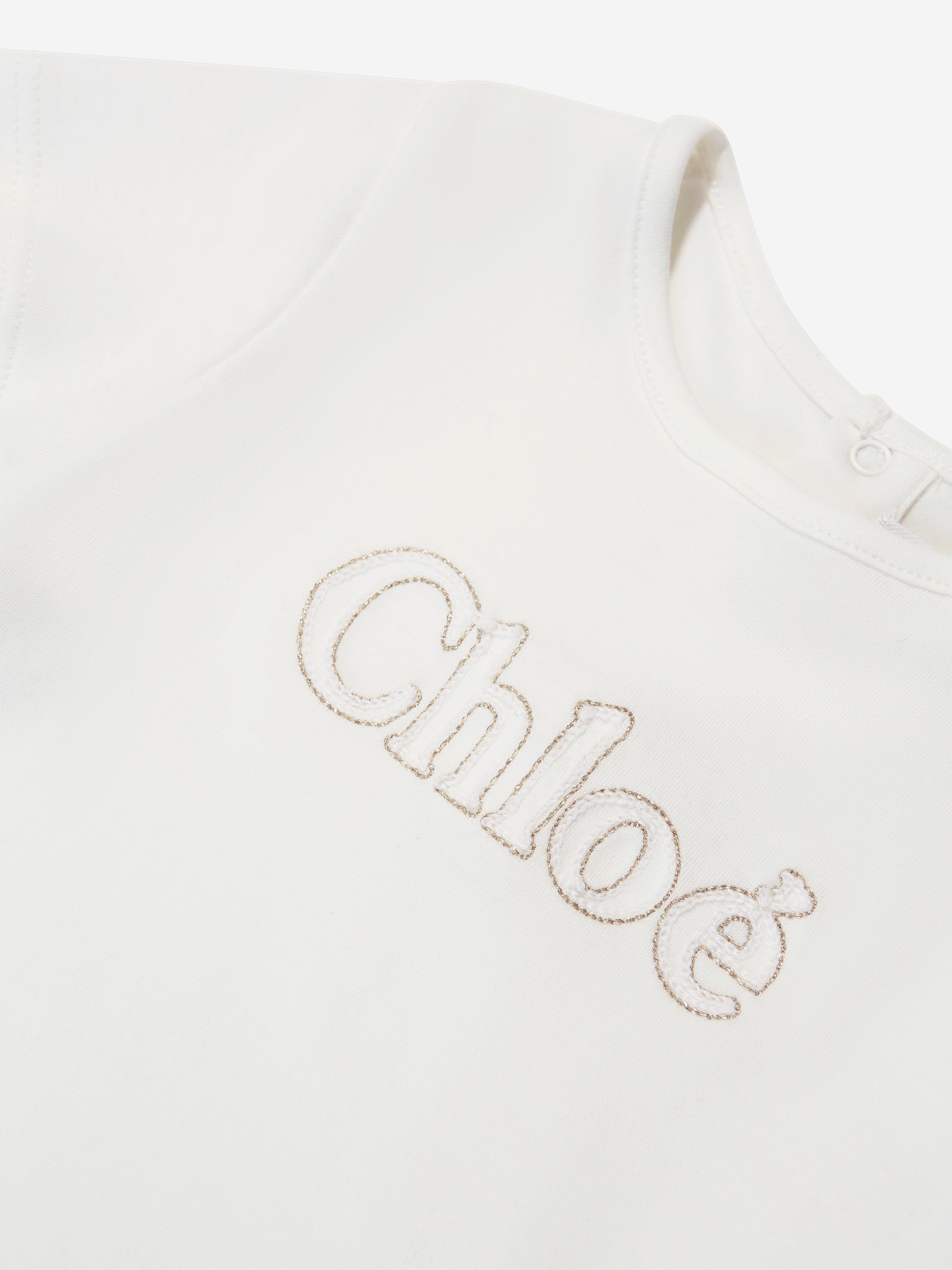 Chloé Baby Girls Embroidered Logo T-Shirt in White