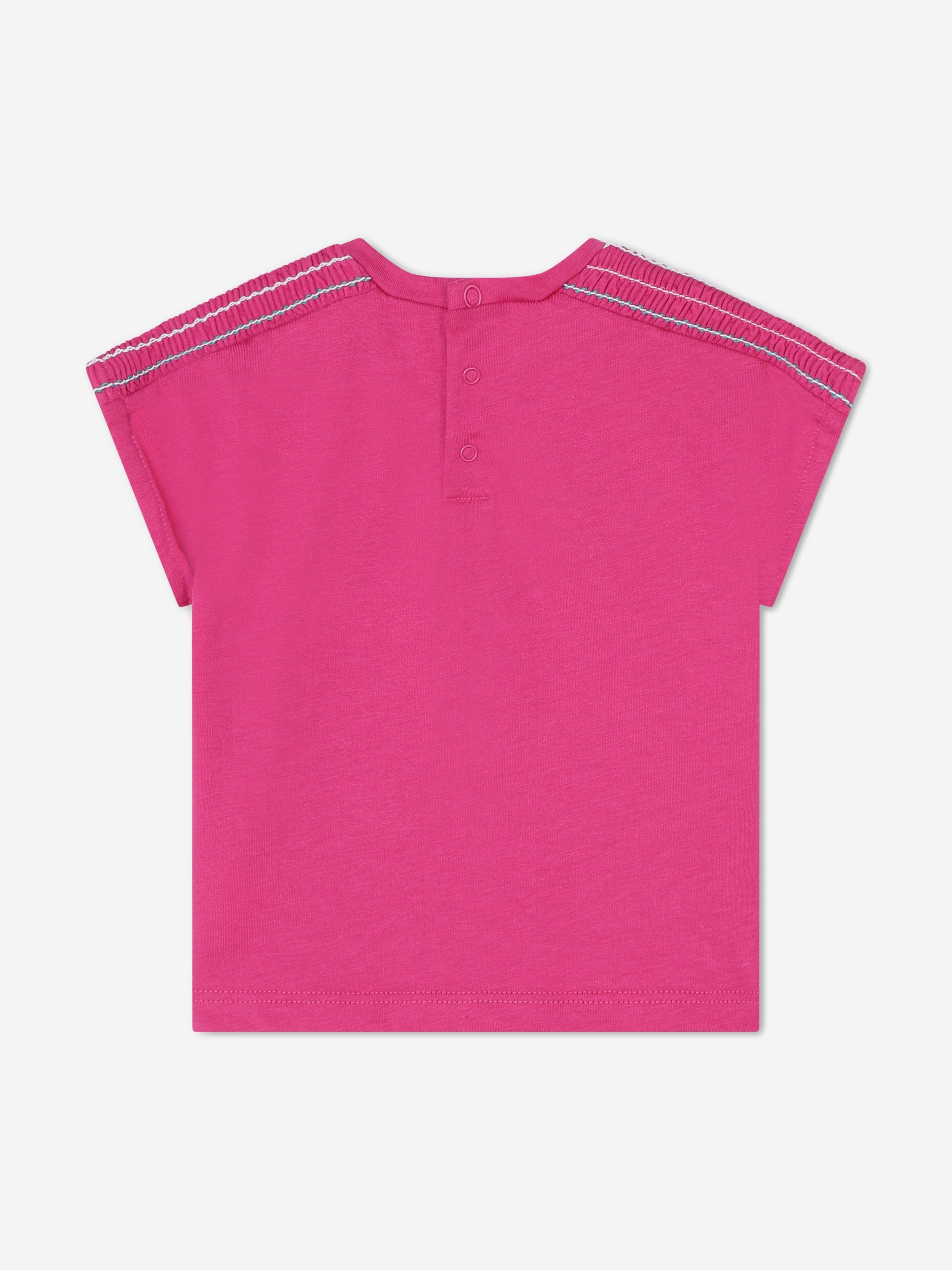 Chloé Baby Girls Embroidered Logo T-Shirt in Pink