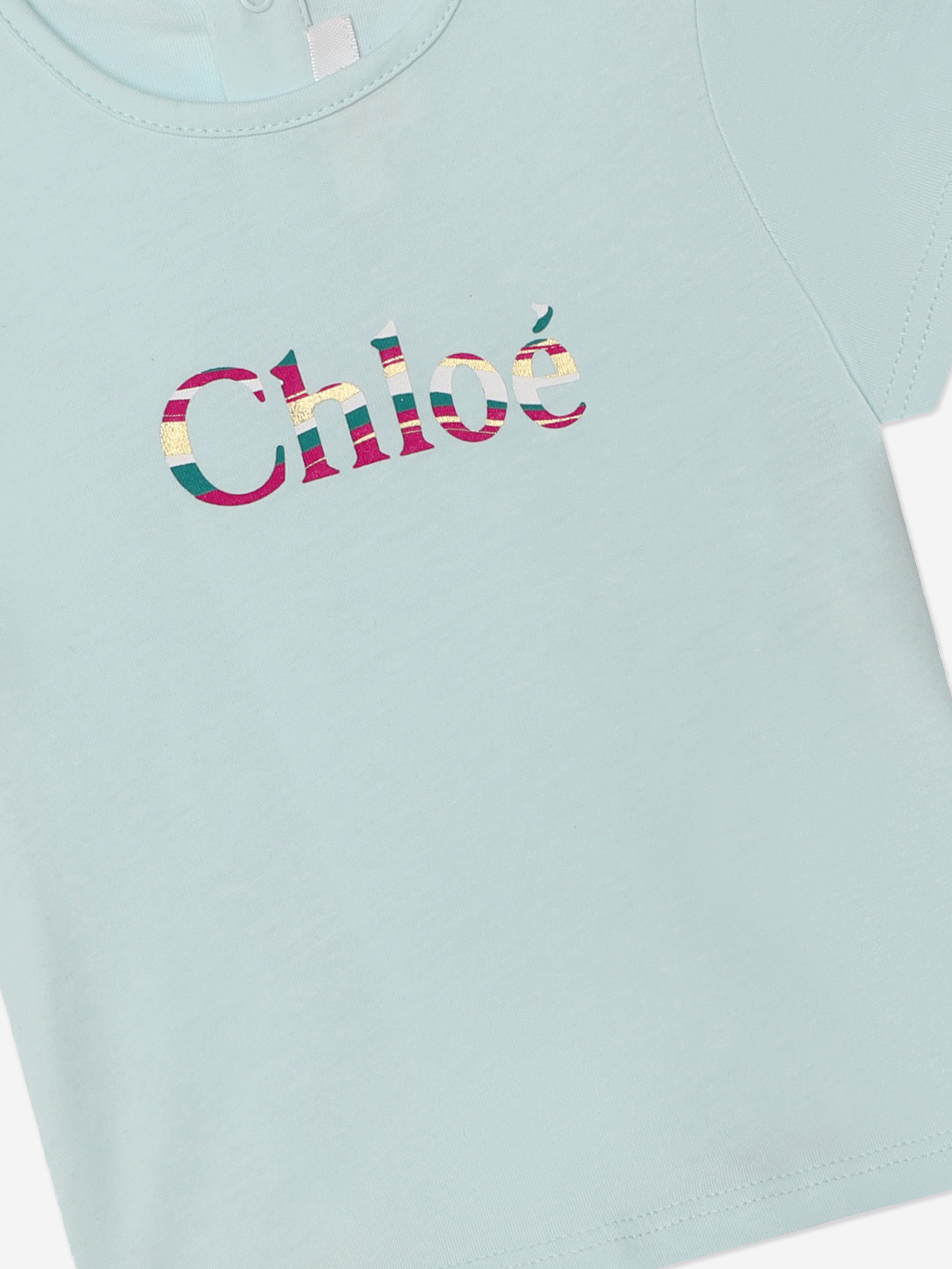 Chloé Baby Girls Logo T-Shirt in Blue