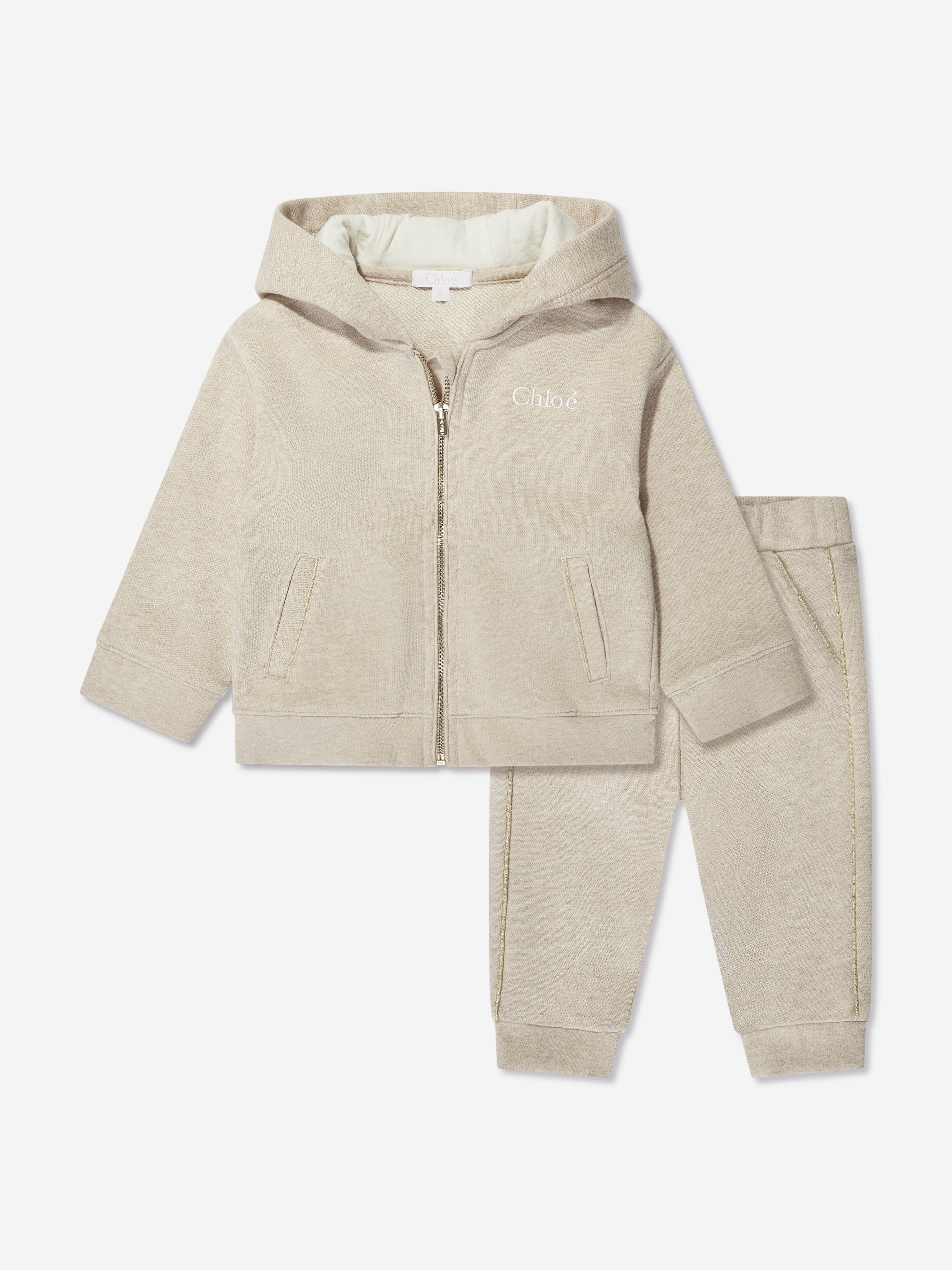 Chloé Baby Girls Logo Tracksuit in Beige