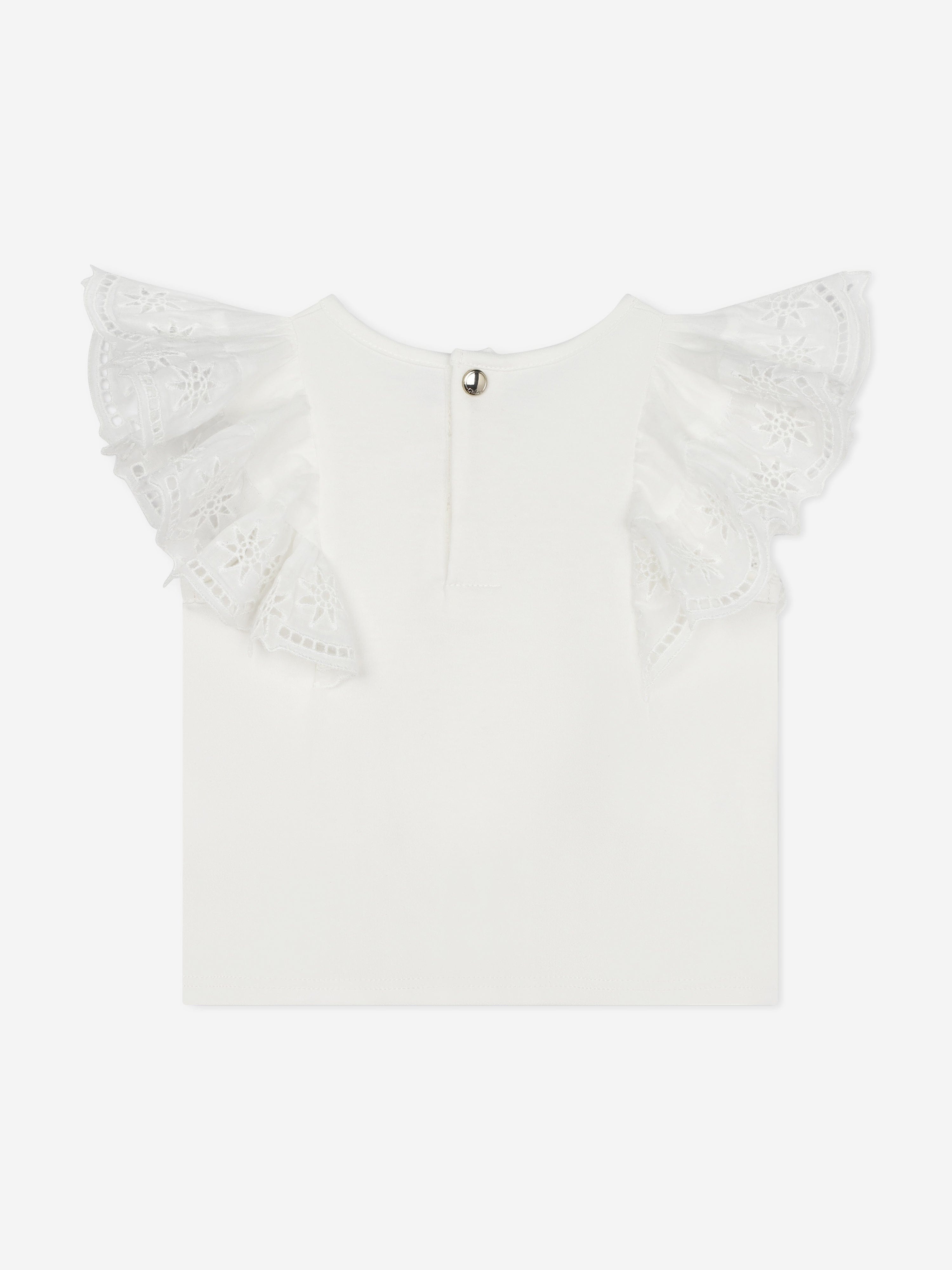 Chloé Baby Girls Embroidered Ruffle T-Shirt in White