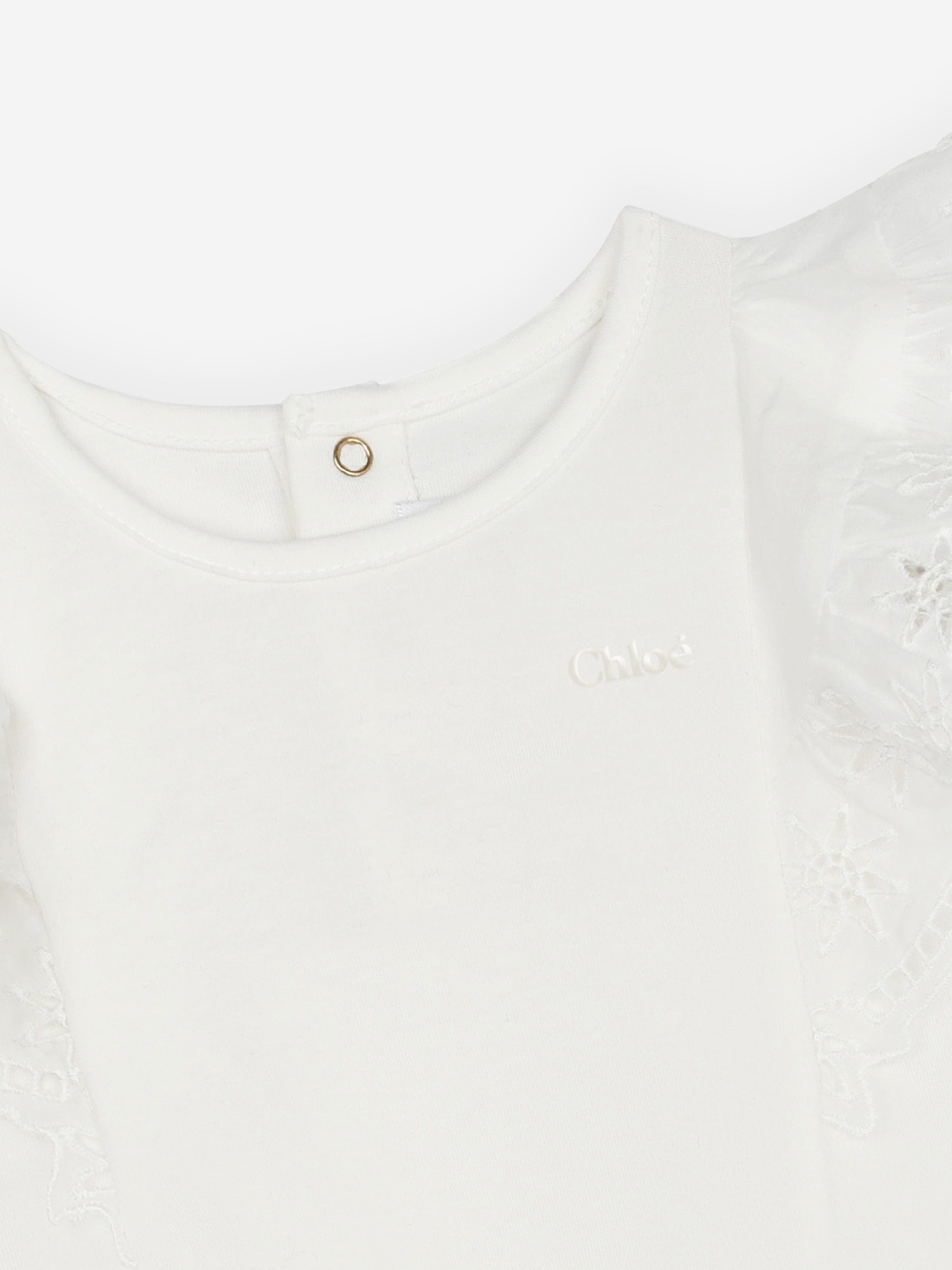 Chloé Baby Girls Embroidered Ruffle T-Shirt in White