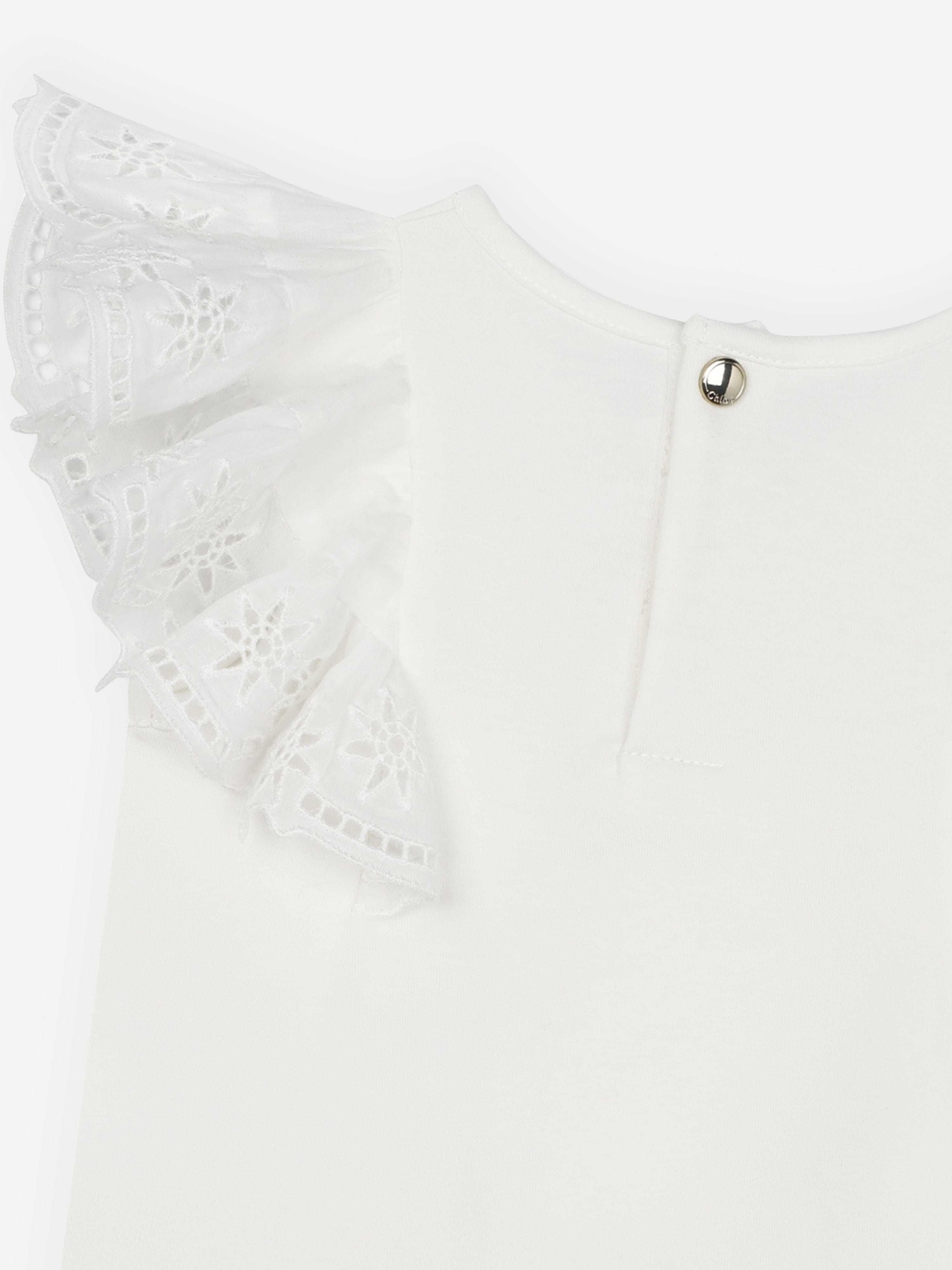 Chloé Baby Girls Embroidered Ruffle T-Shirt in White