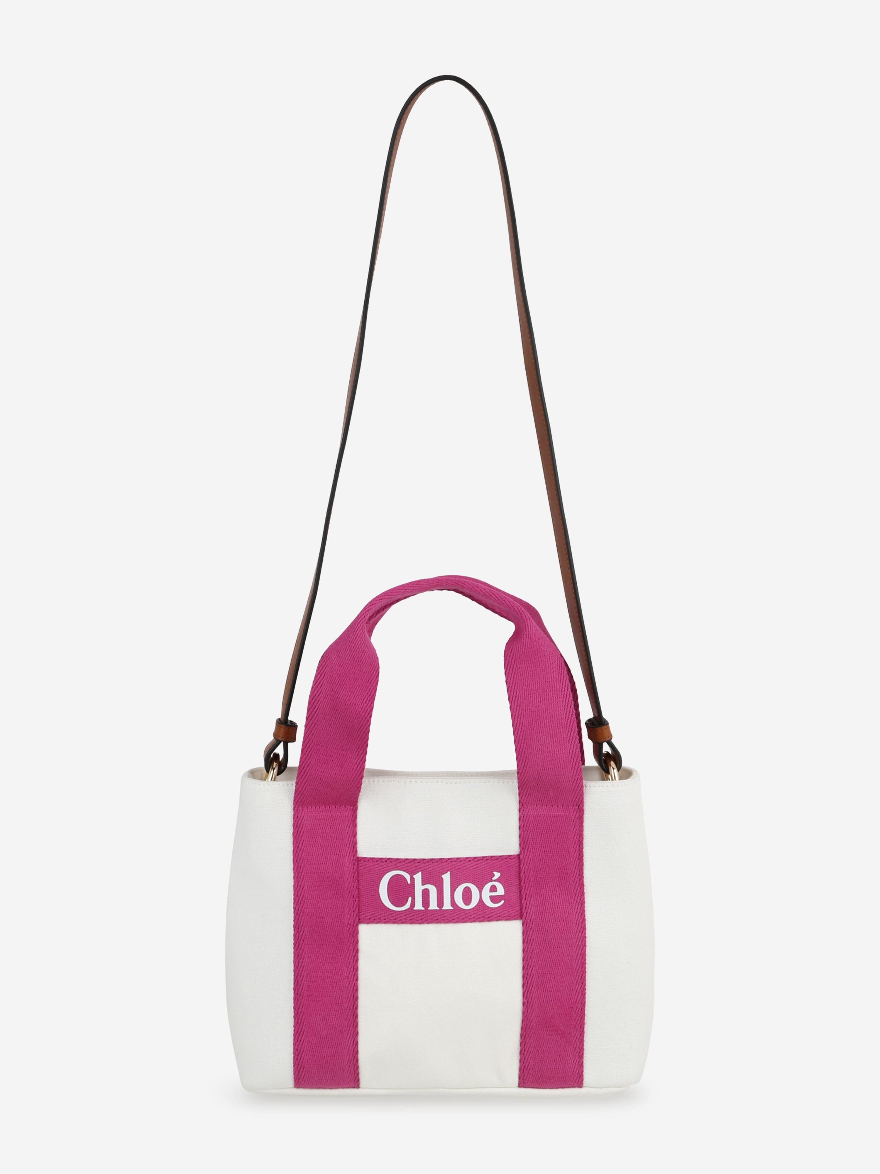 Chloé Girls Denim Logo Shoulder Bag in Ivory (25cm)