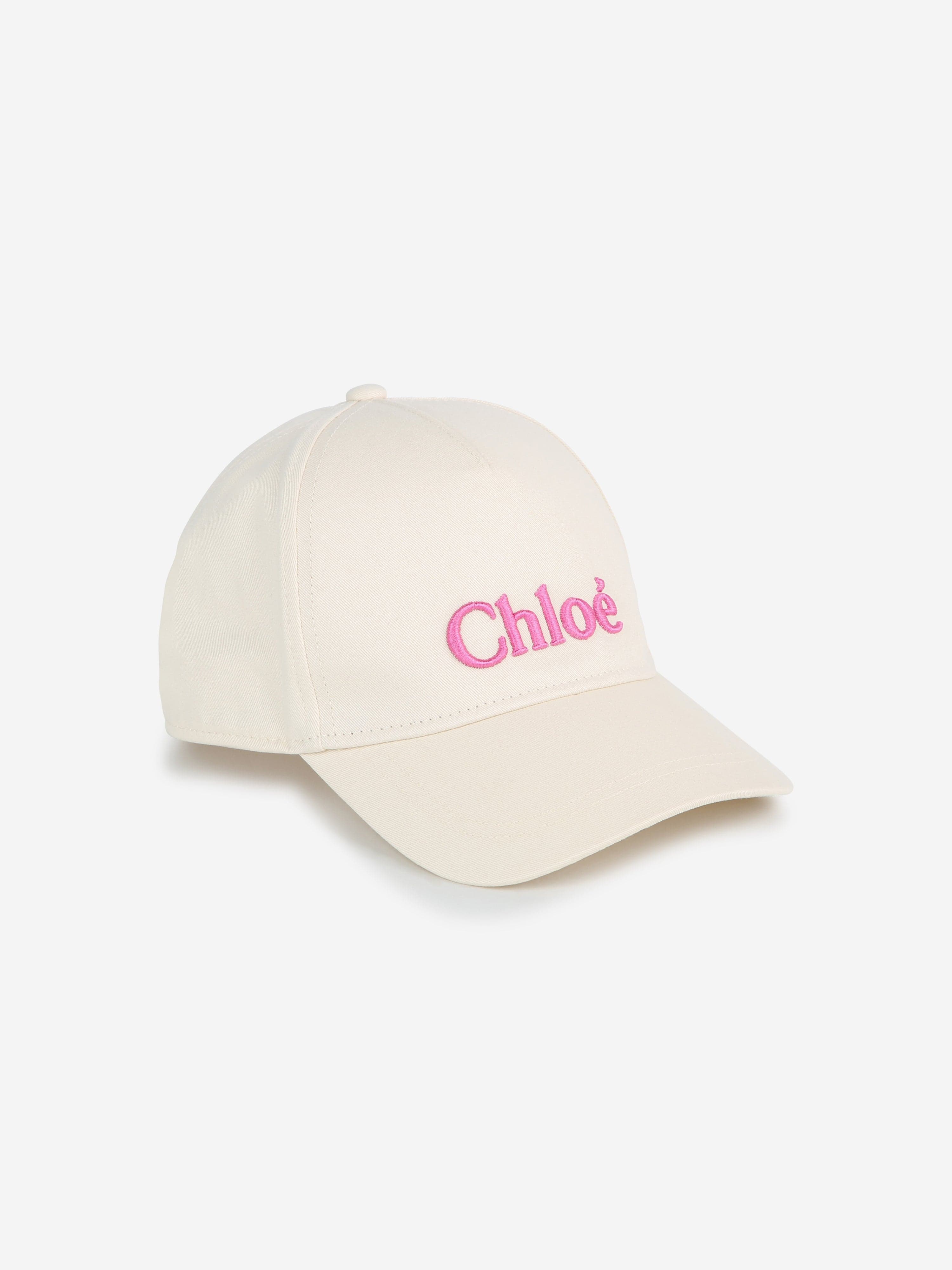 Chloé Girls Embroidered Logo Cap in Ivory