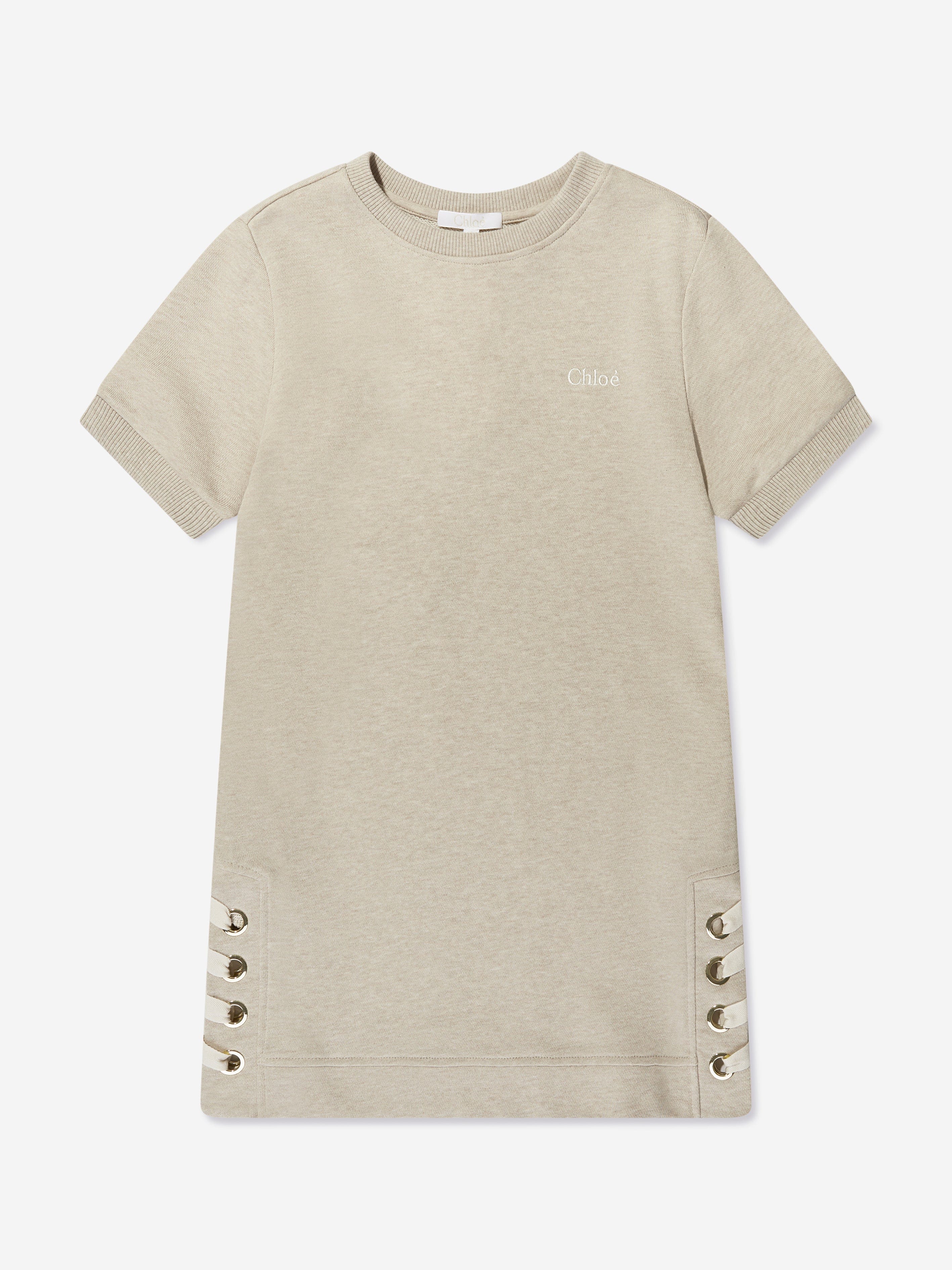 Chloé Girls Fleece Lacing Dress in Beige