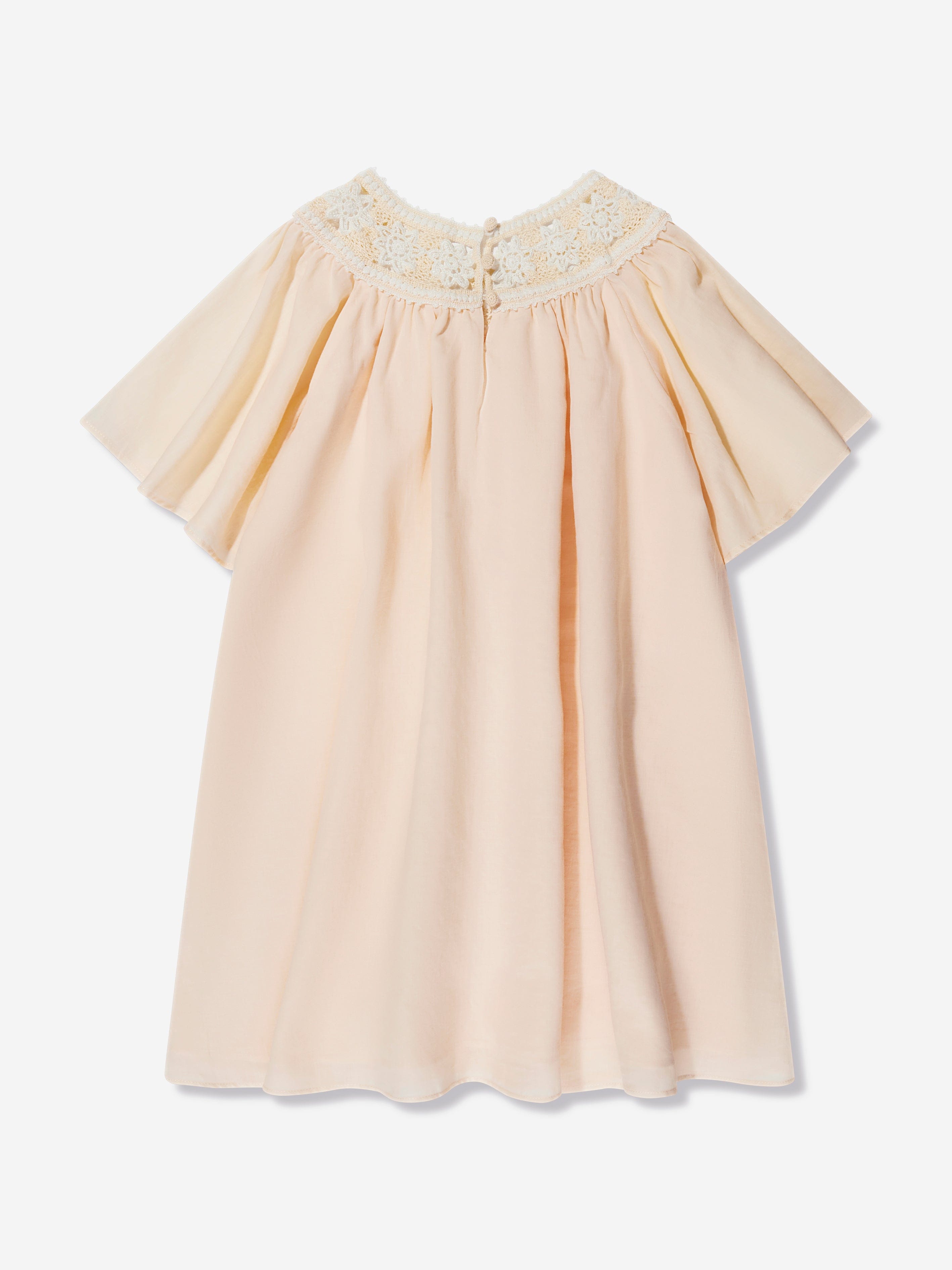 Chloé Girls Crocheted Lace Collar Dress in Pink