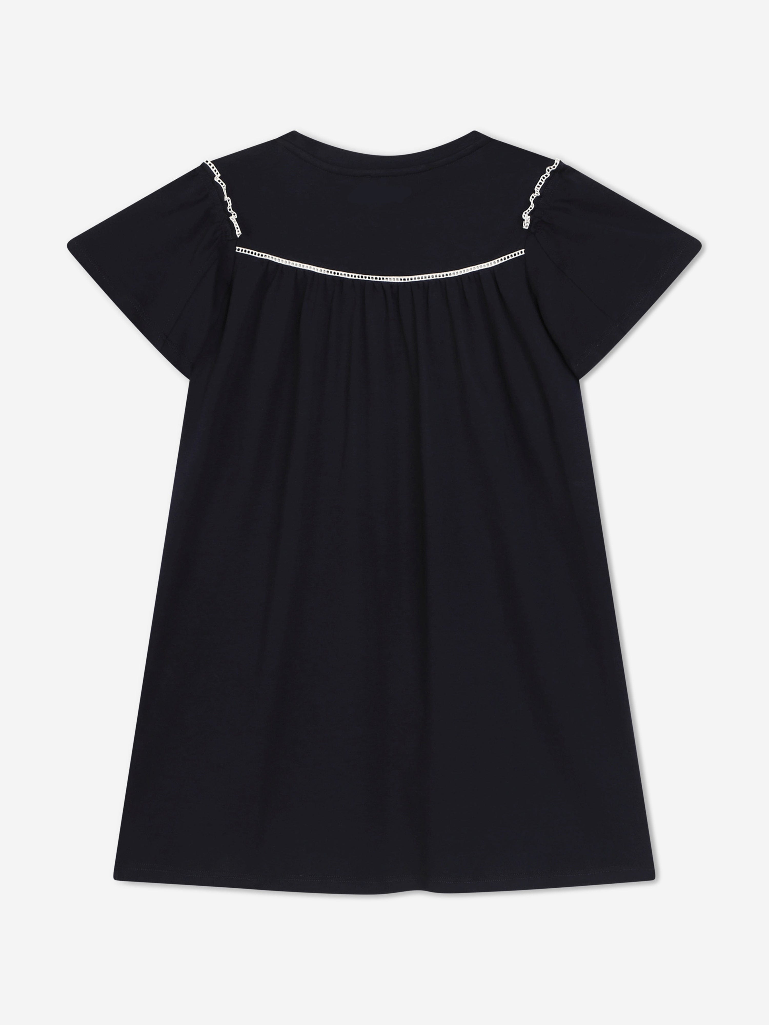 Chloé Girls Organic Cotton Dress in Navy