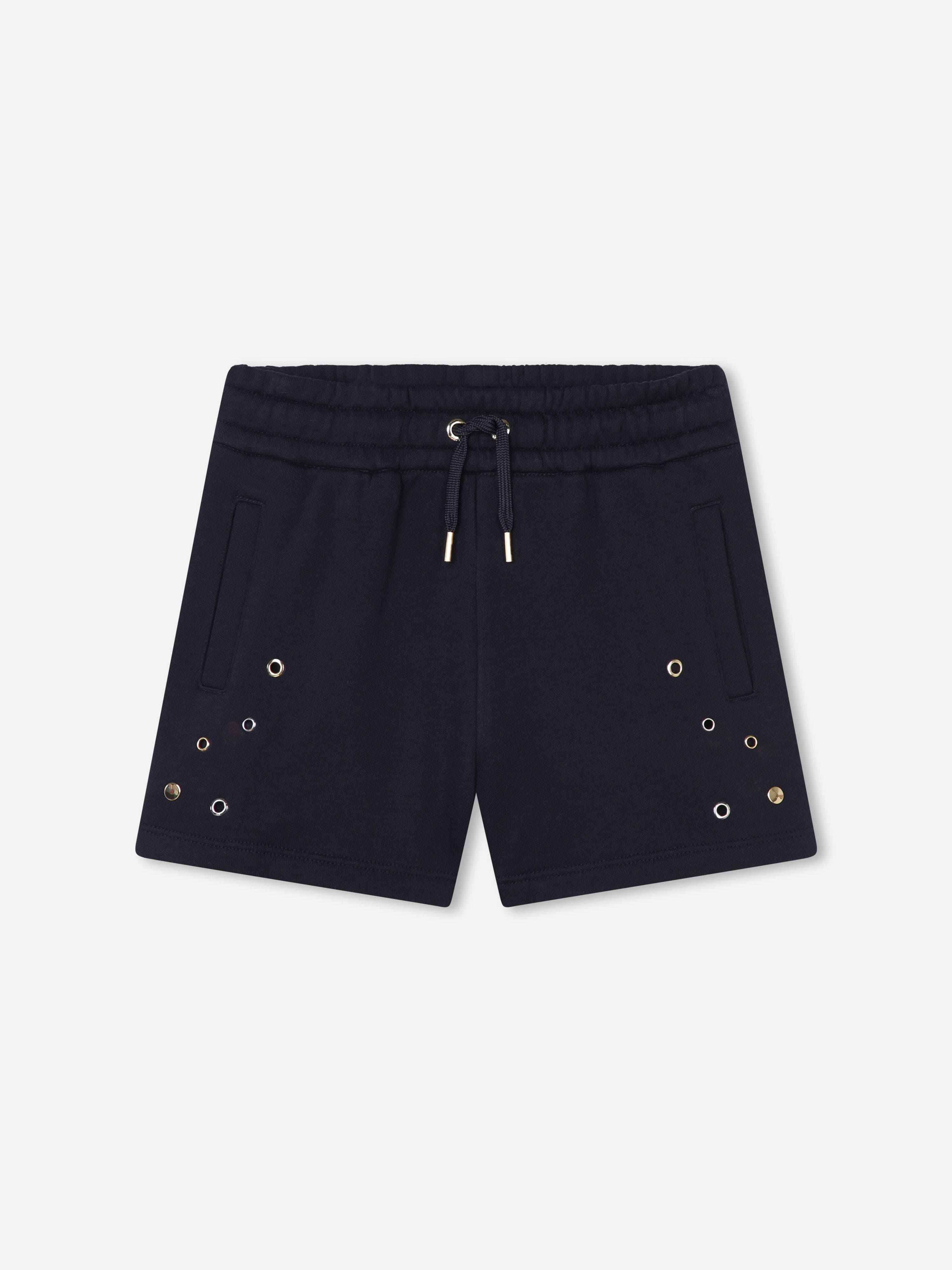 Chloé Girls Linen Shorts in Navy