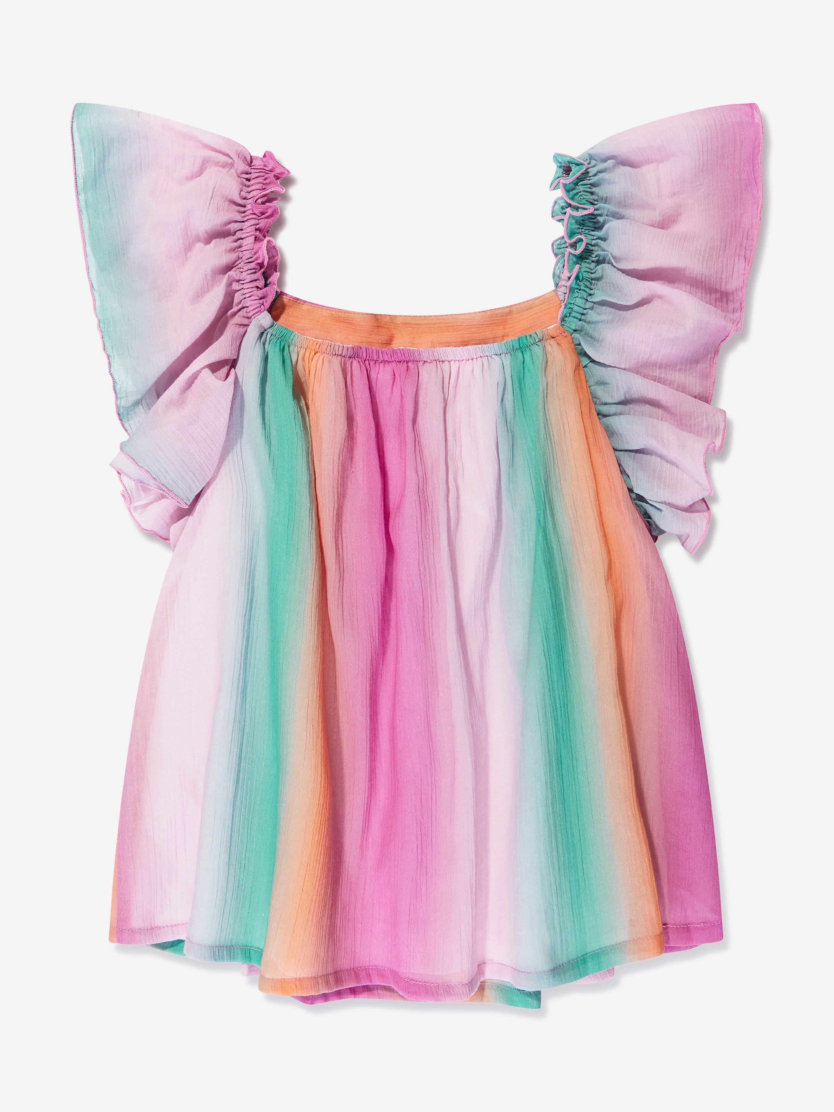 Chloé Girls Rainbow Ruffle Blouse in Multicolour