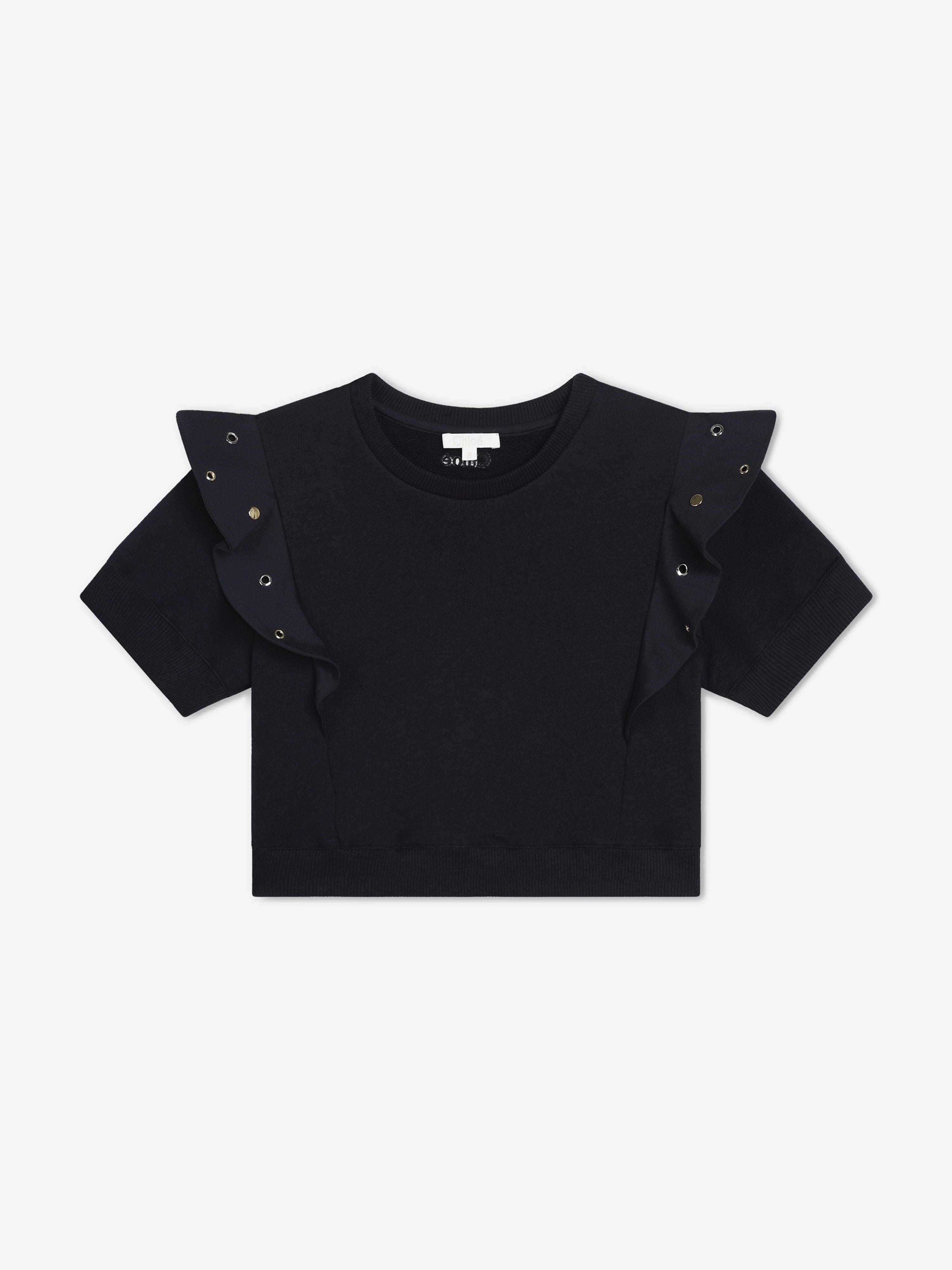 Chloé Girls Ruffle Sweatshirt in Navy