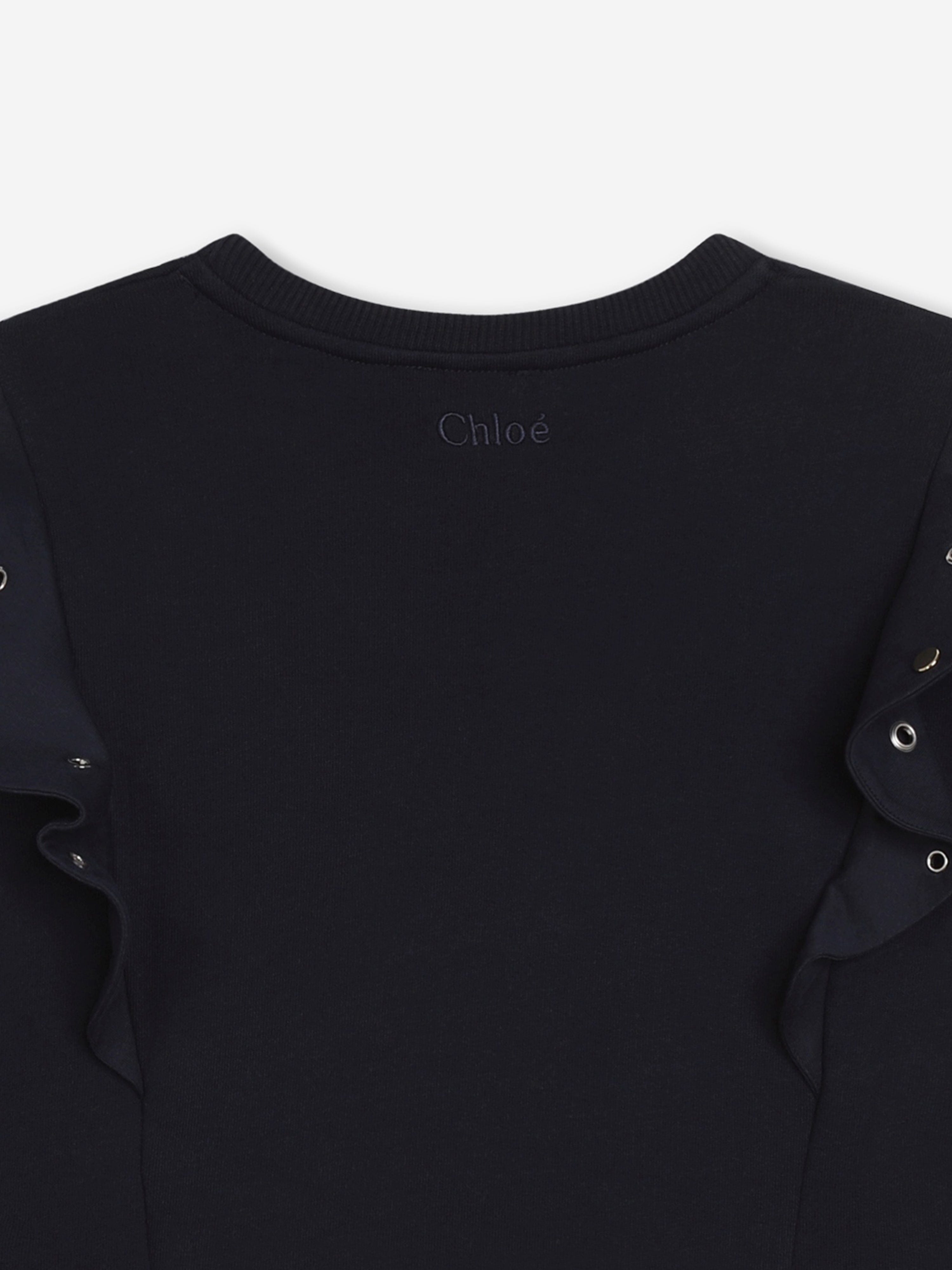 Chloé Girls Ruffle Sweatshirt in Navy