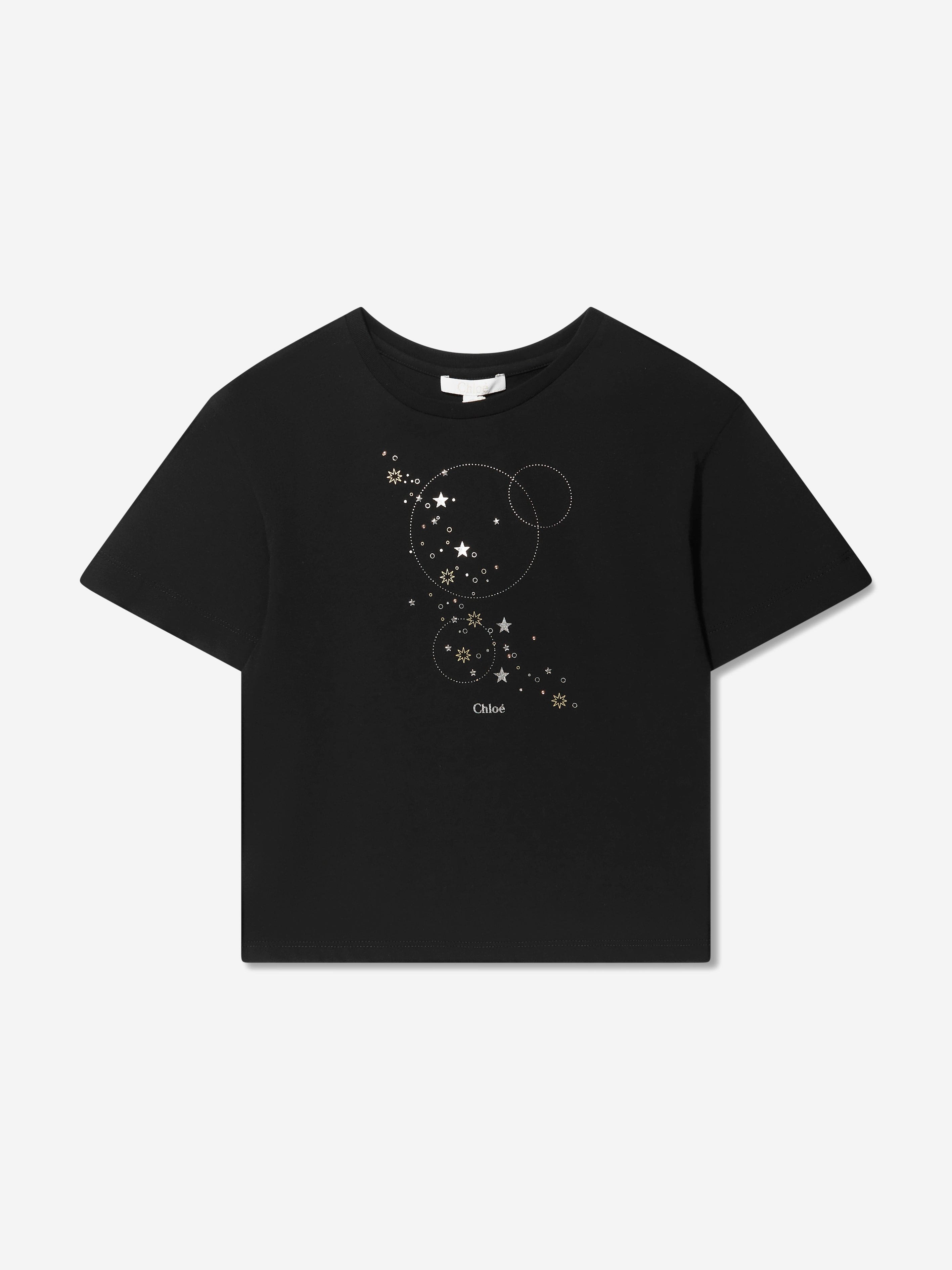 Chloé Girls Star Print T-Shirt in Black