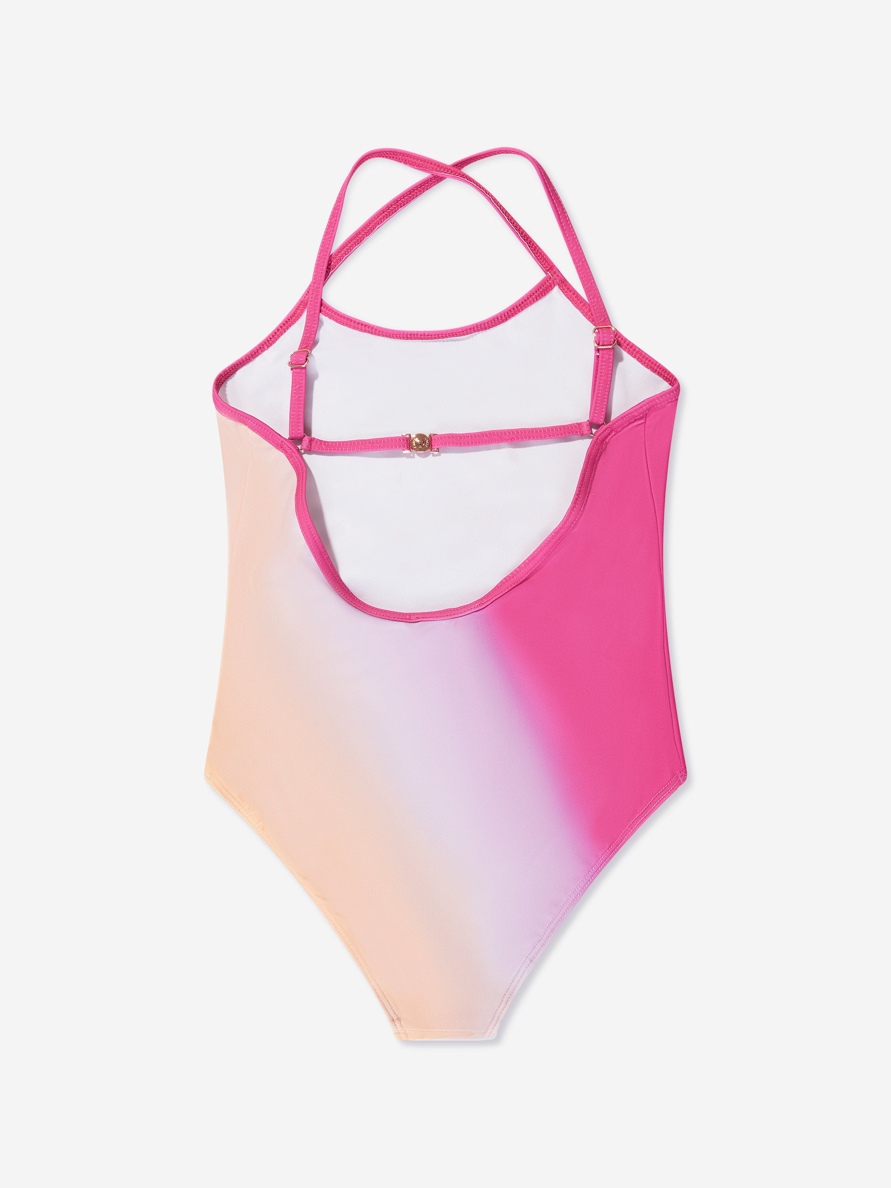 Chloé Girls Tie-Dye Logo Swimsuit in Pink